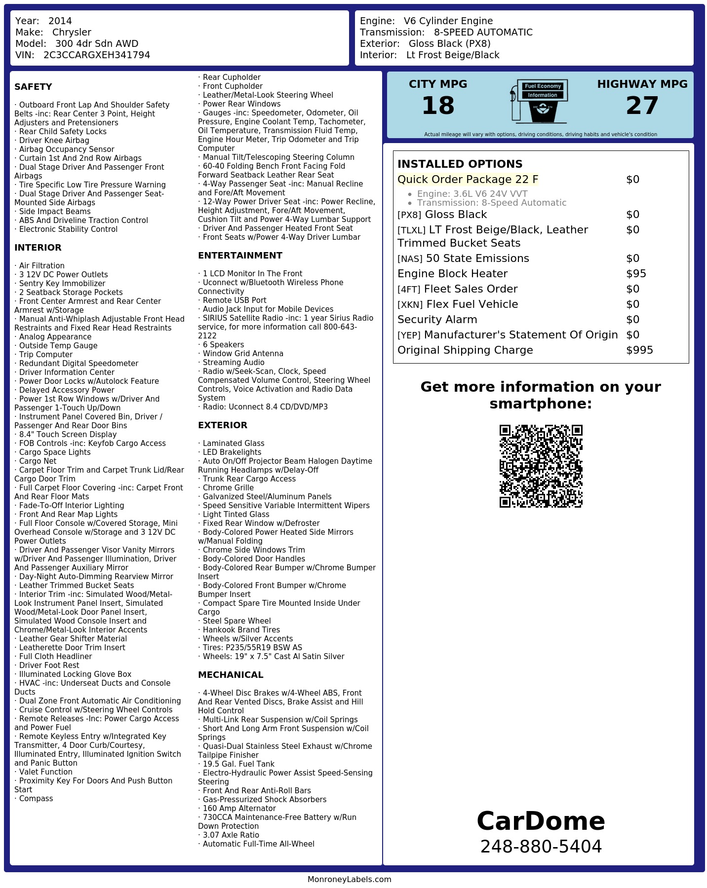Monroney Label
