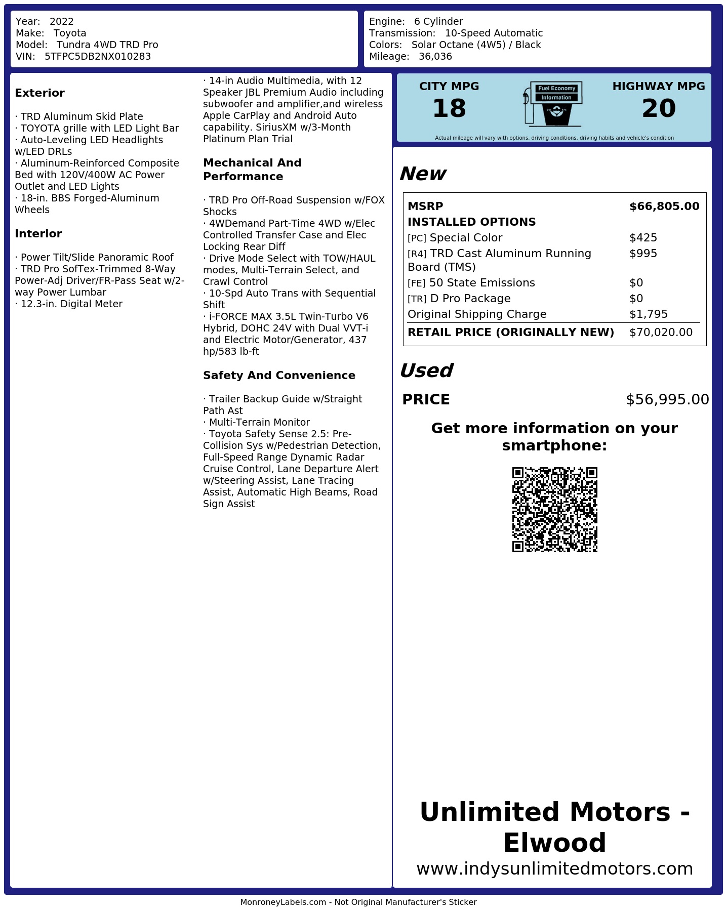 Monroney Label
