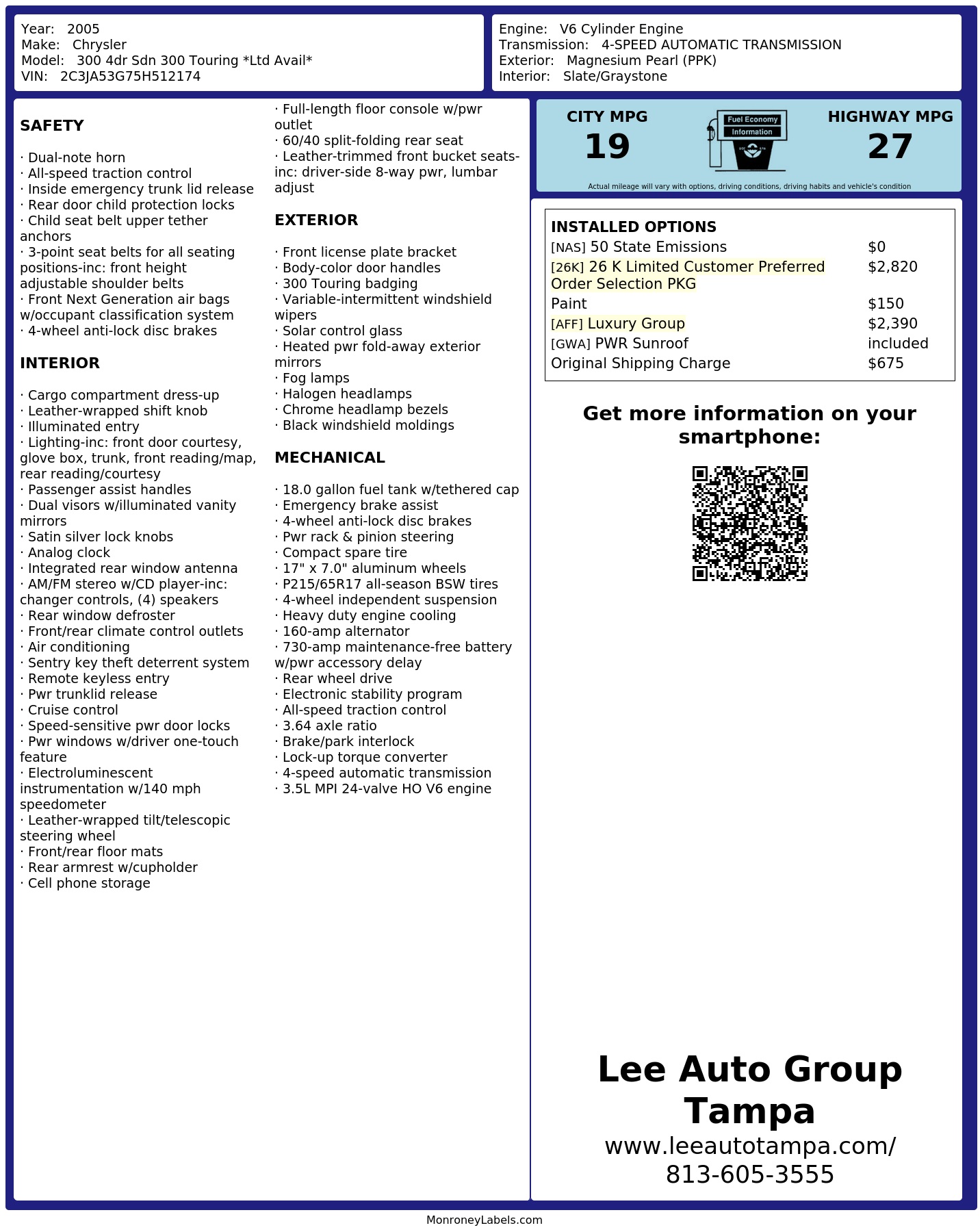 Monroney Label
