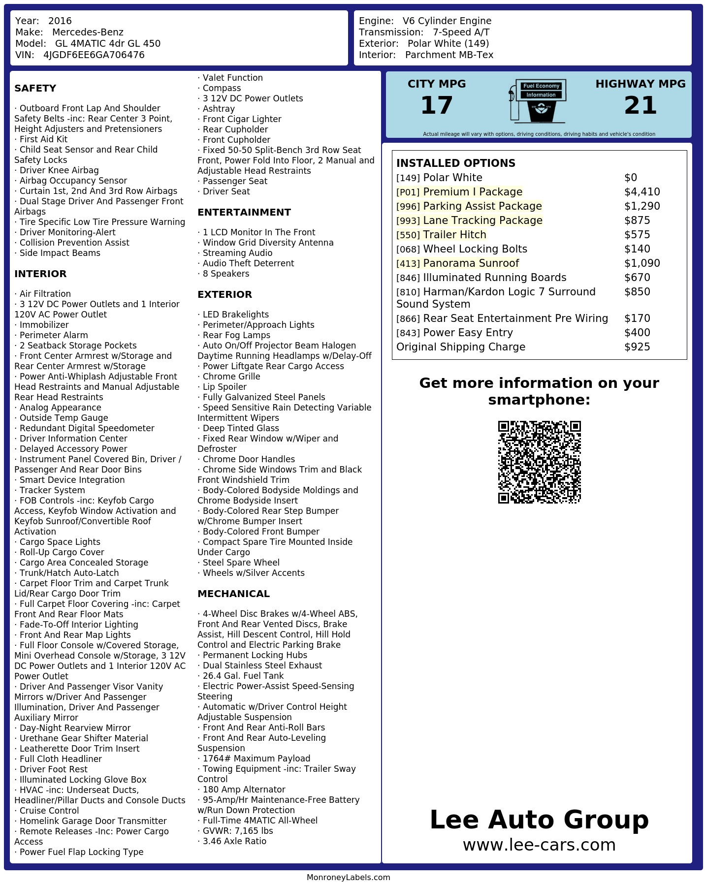 Monroney Label