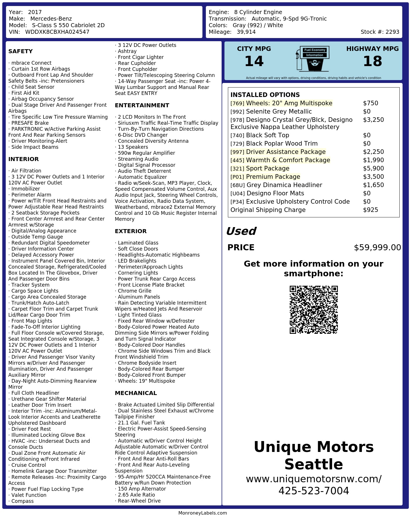 Monroney Label