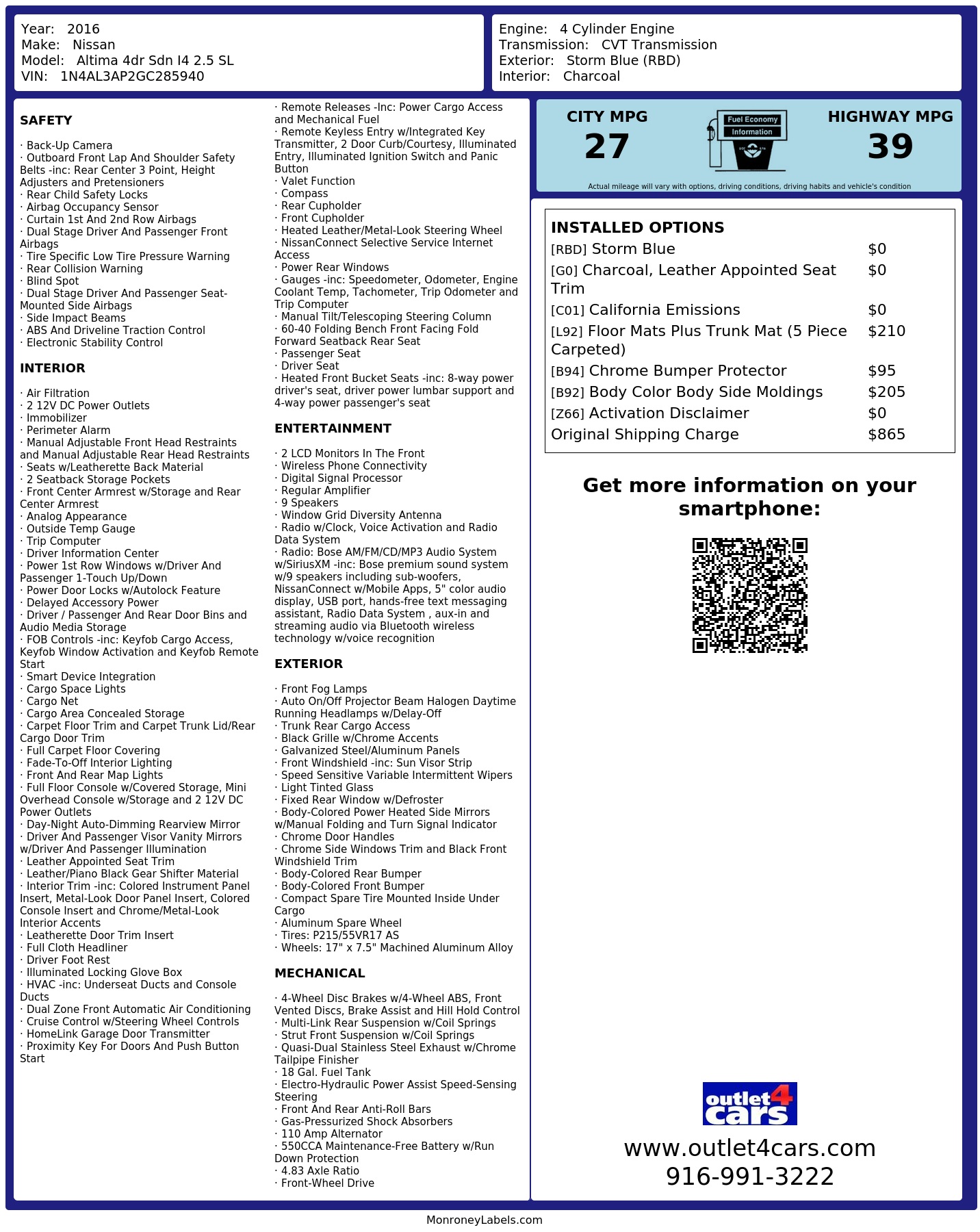 Monroney Label