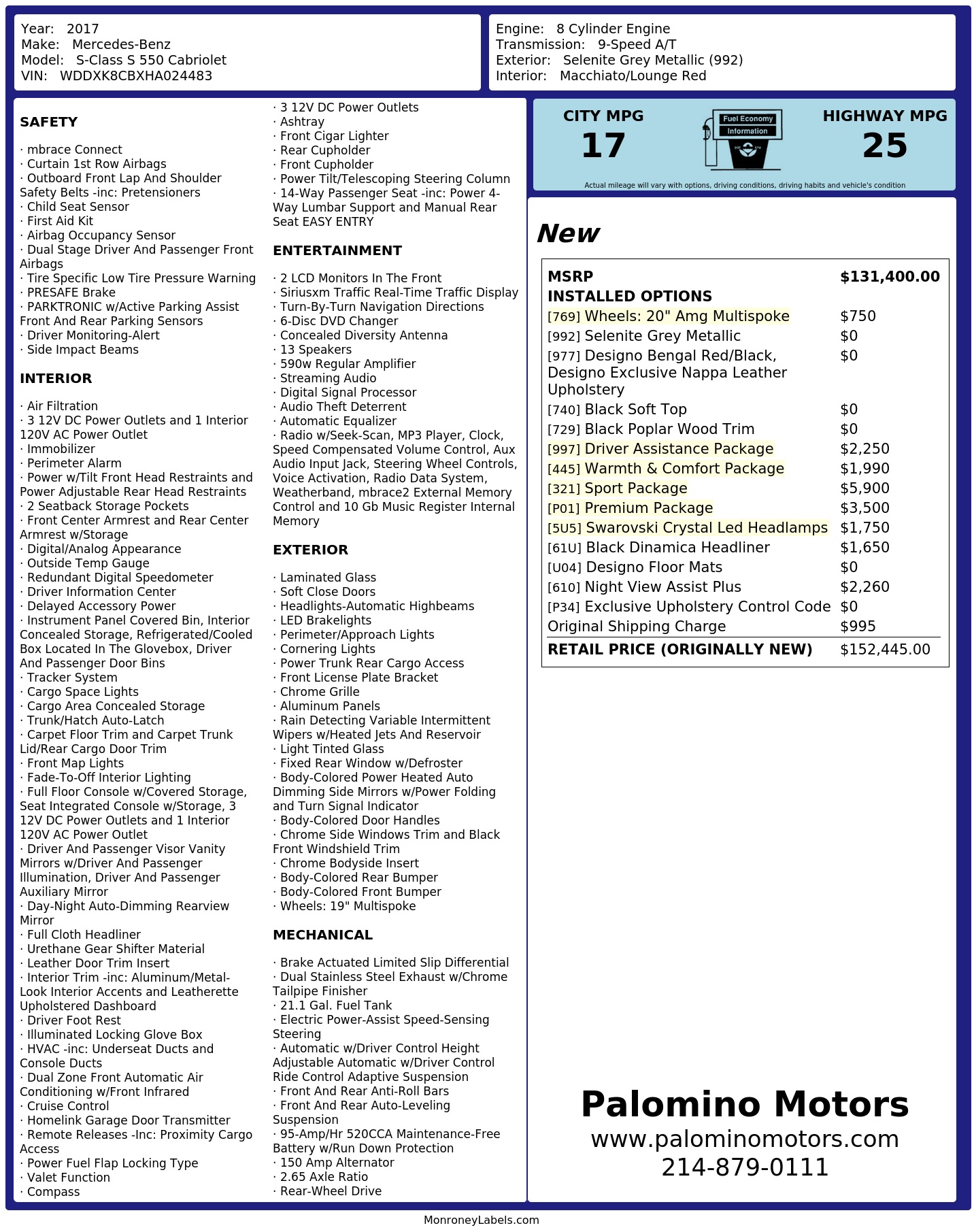 Monroney Label