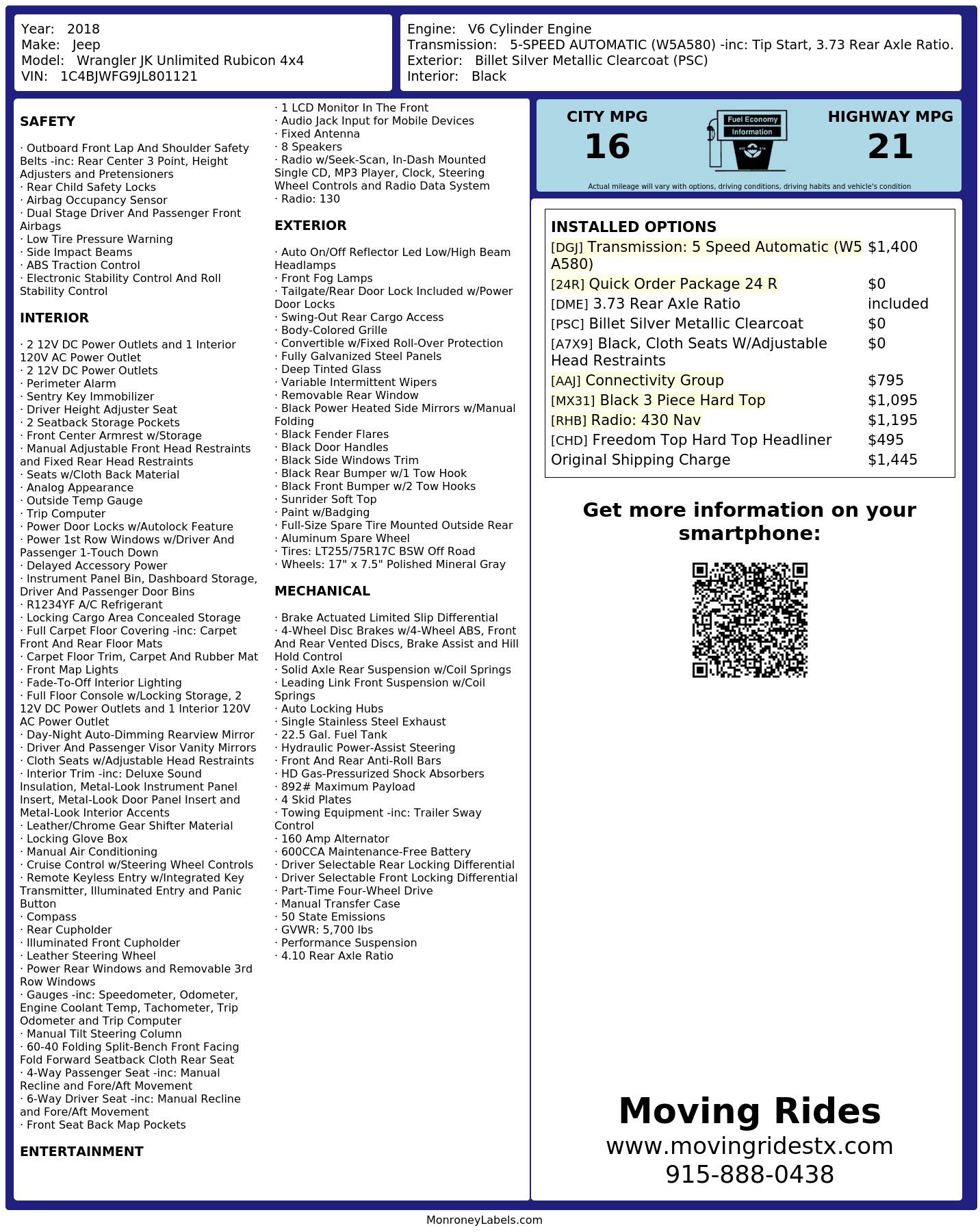 Monroney Label