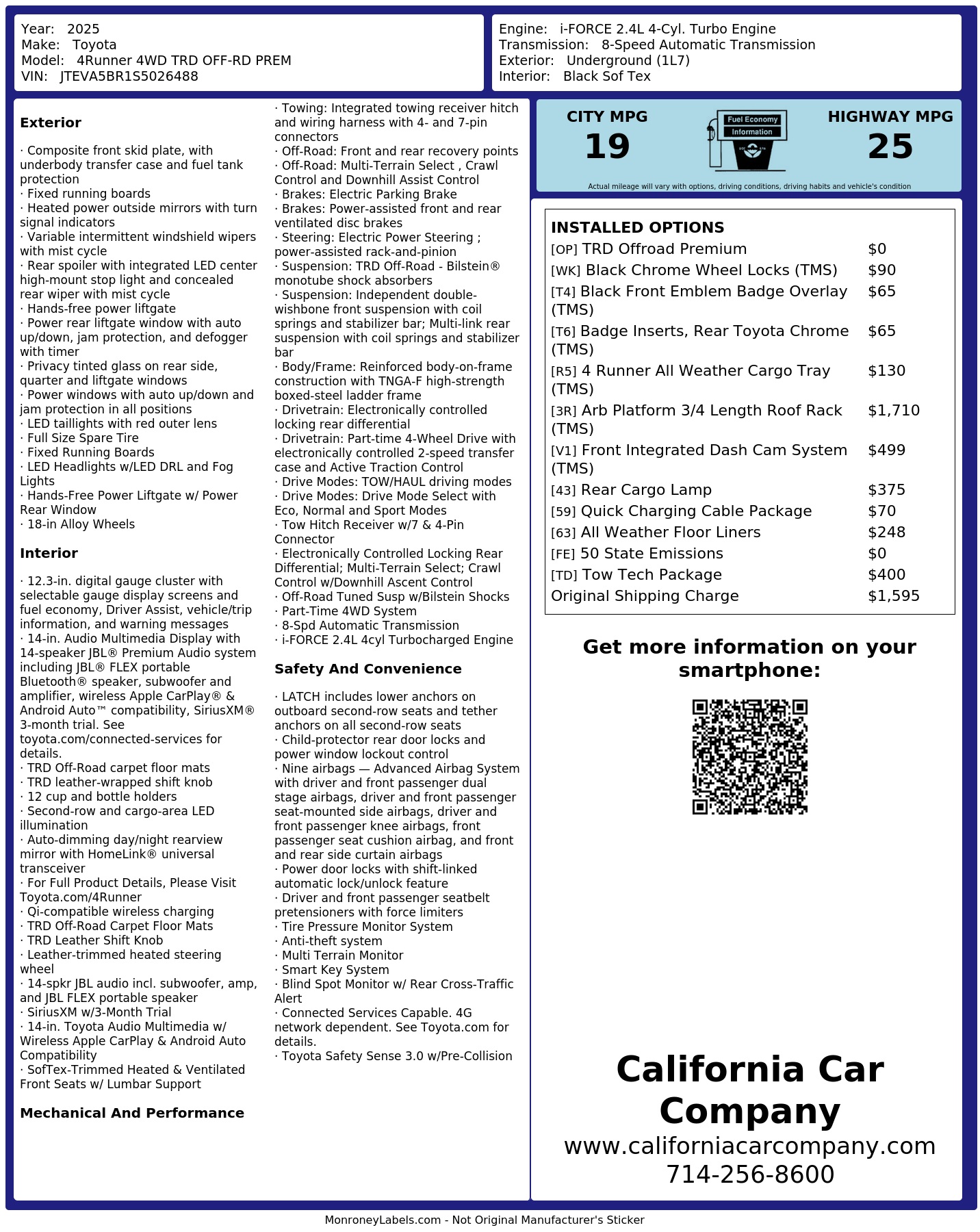 Monroney Label