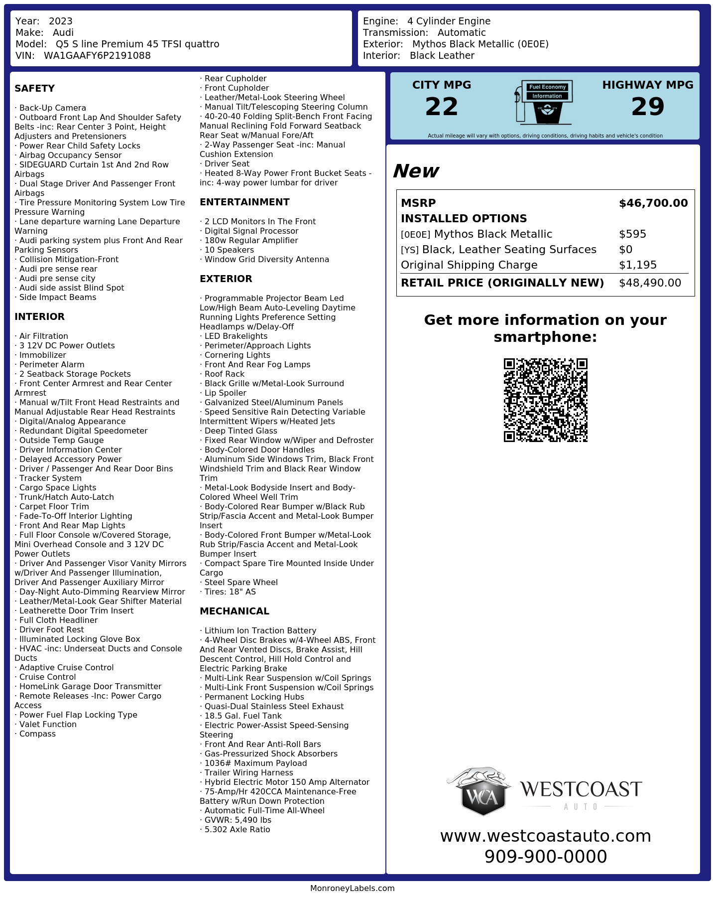 Monroney Label