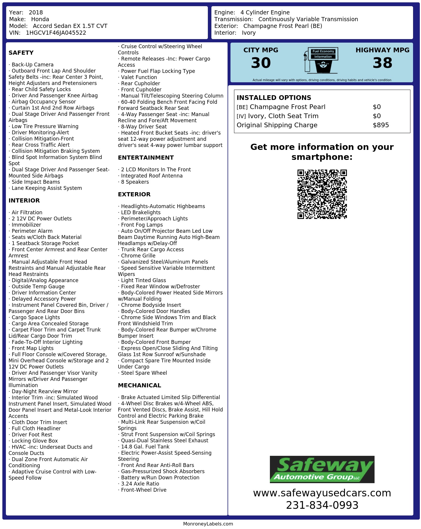 Monroney Label