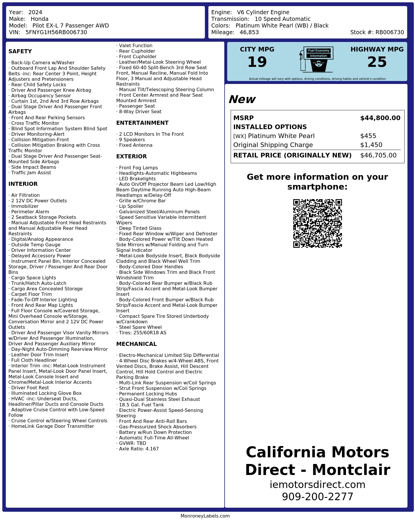Monroney Label