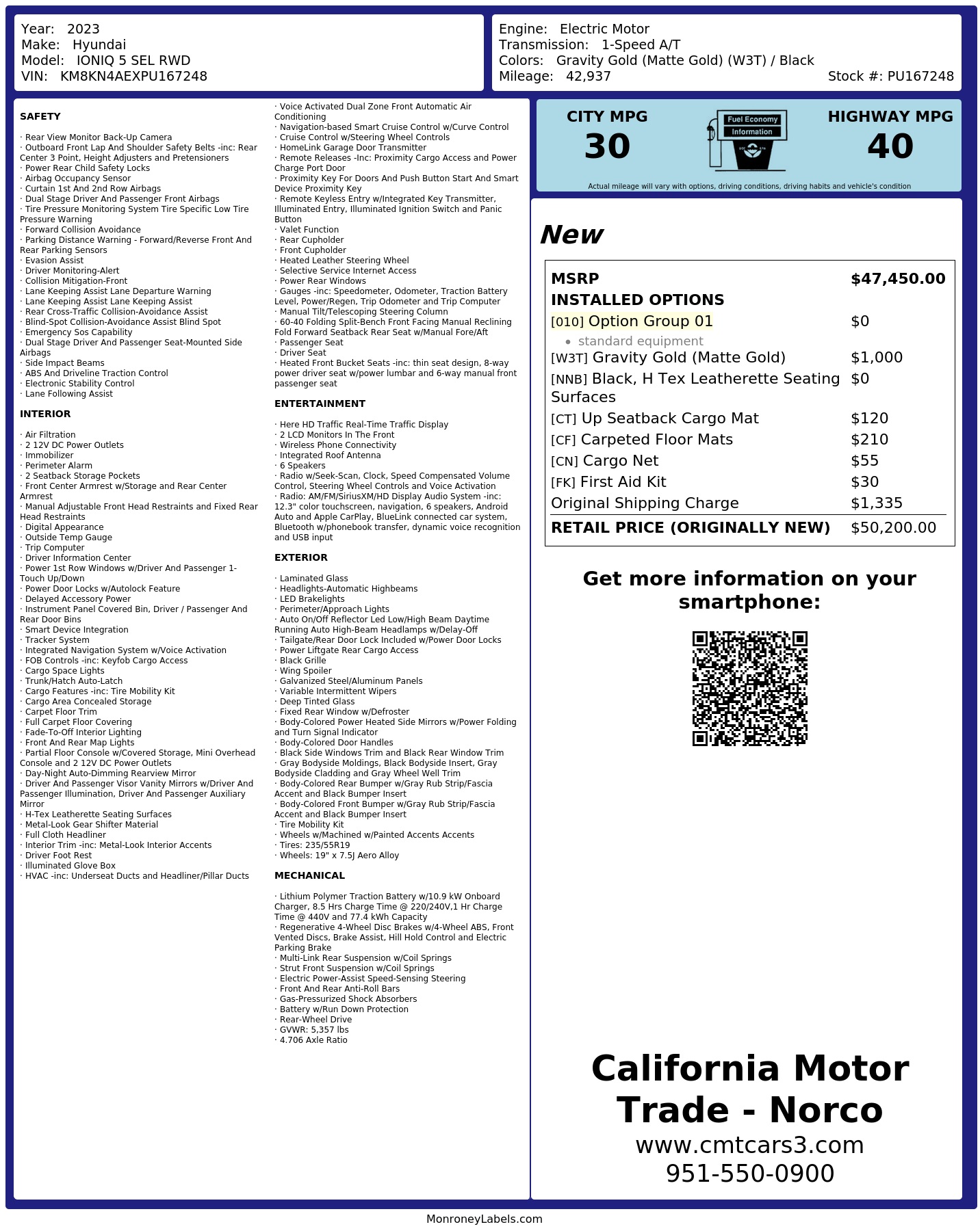 Monroney Label