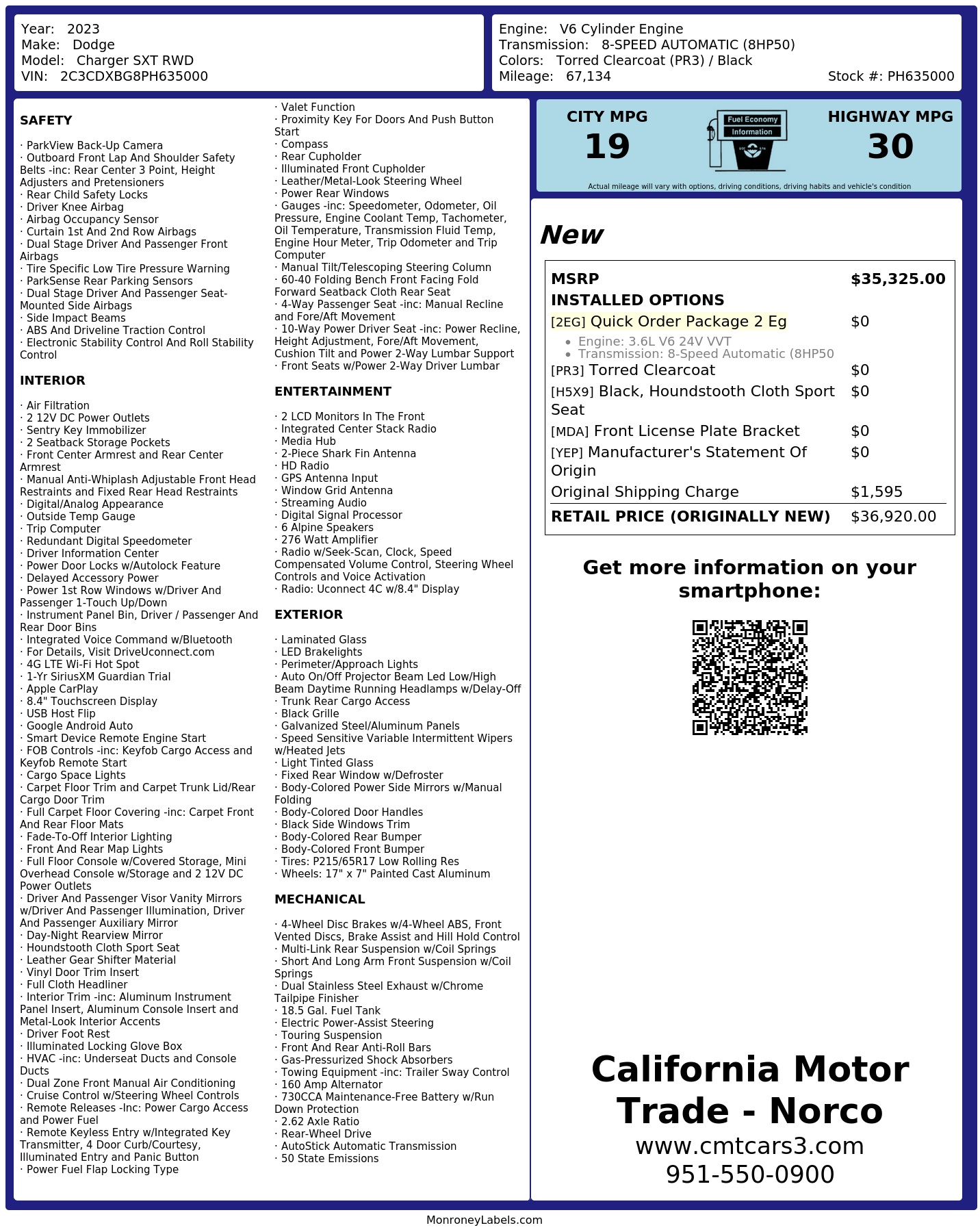 Monroney Label