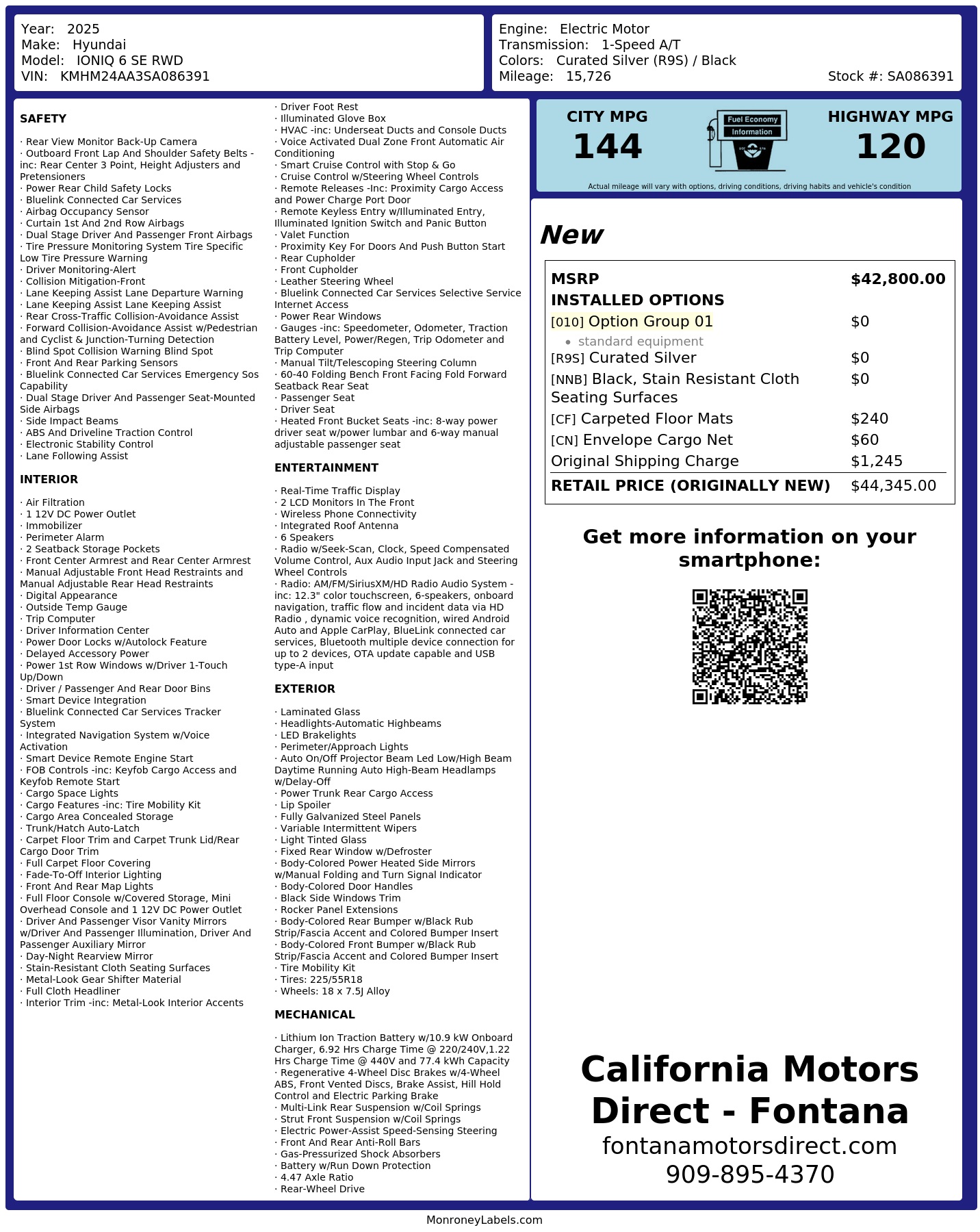 Monroney Label