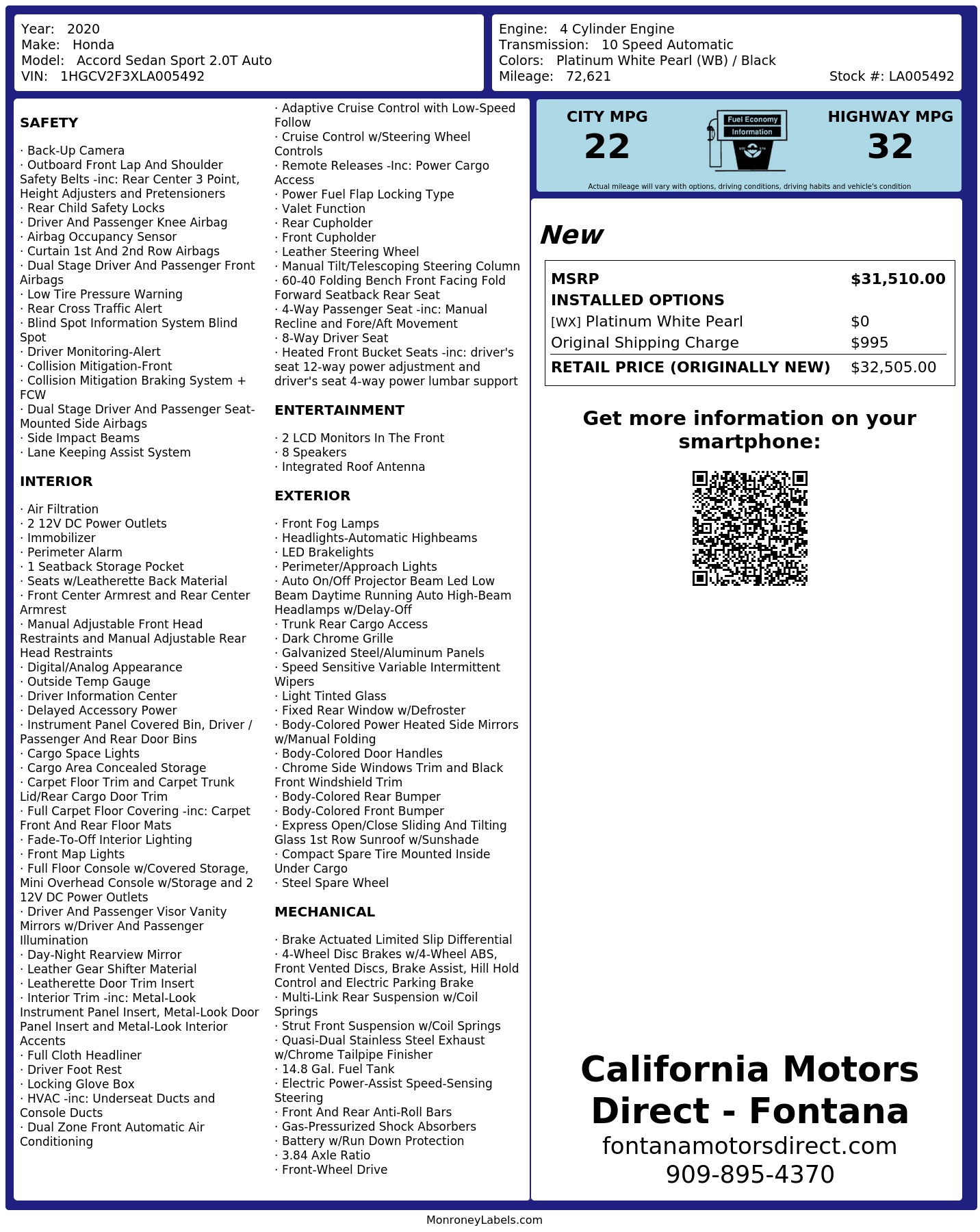 Monroney Label