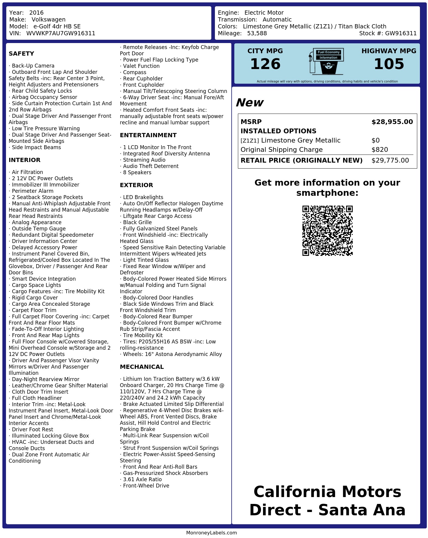 Monroney Label
