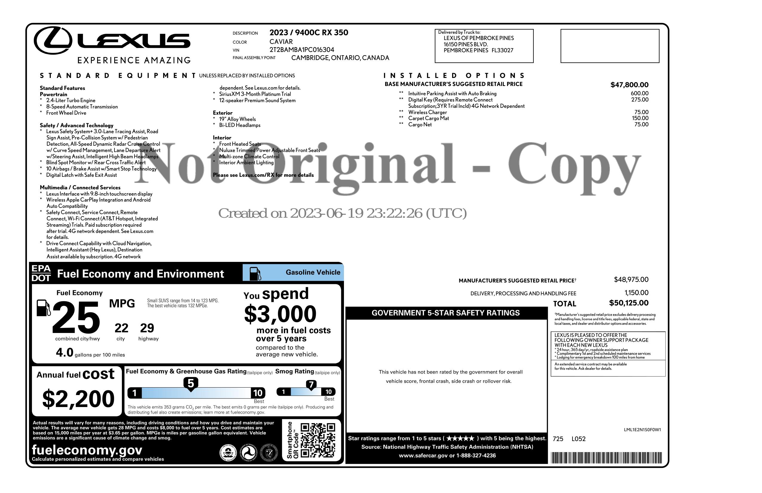 Monroney Label
