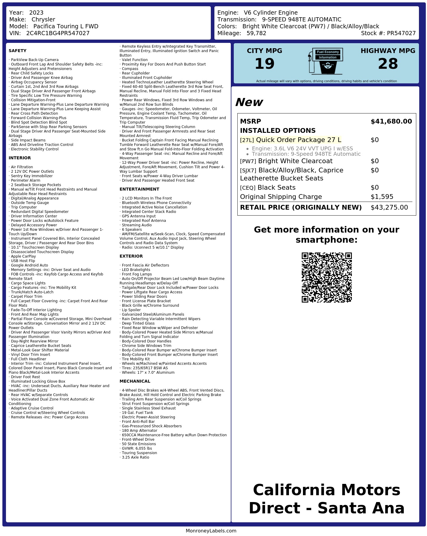 Monroney Label