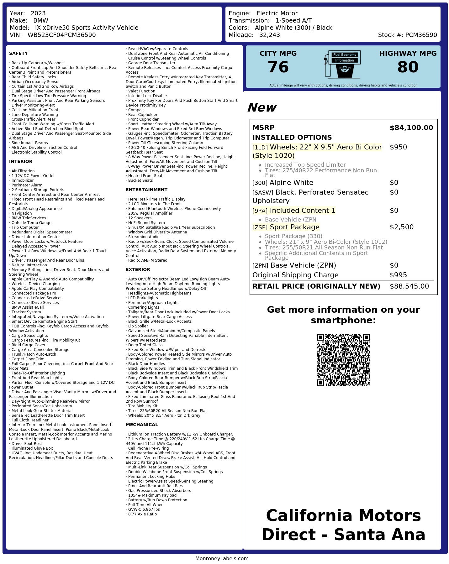 Monroney Label
