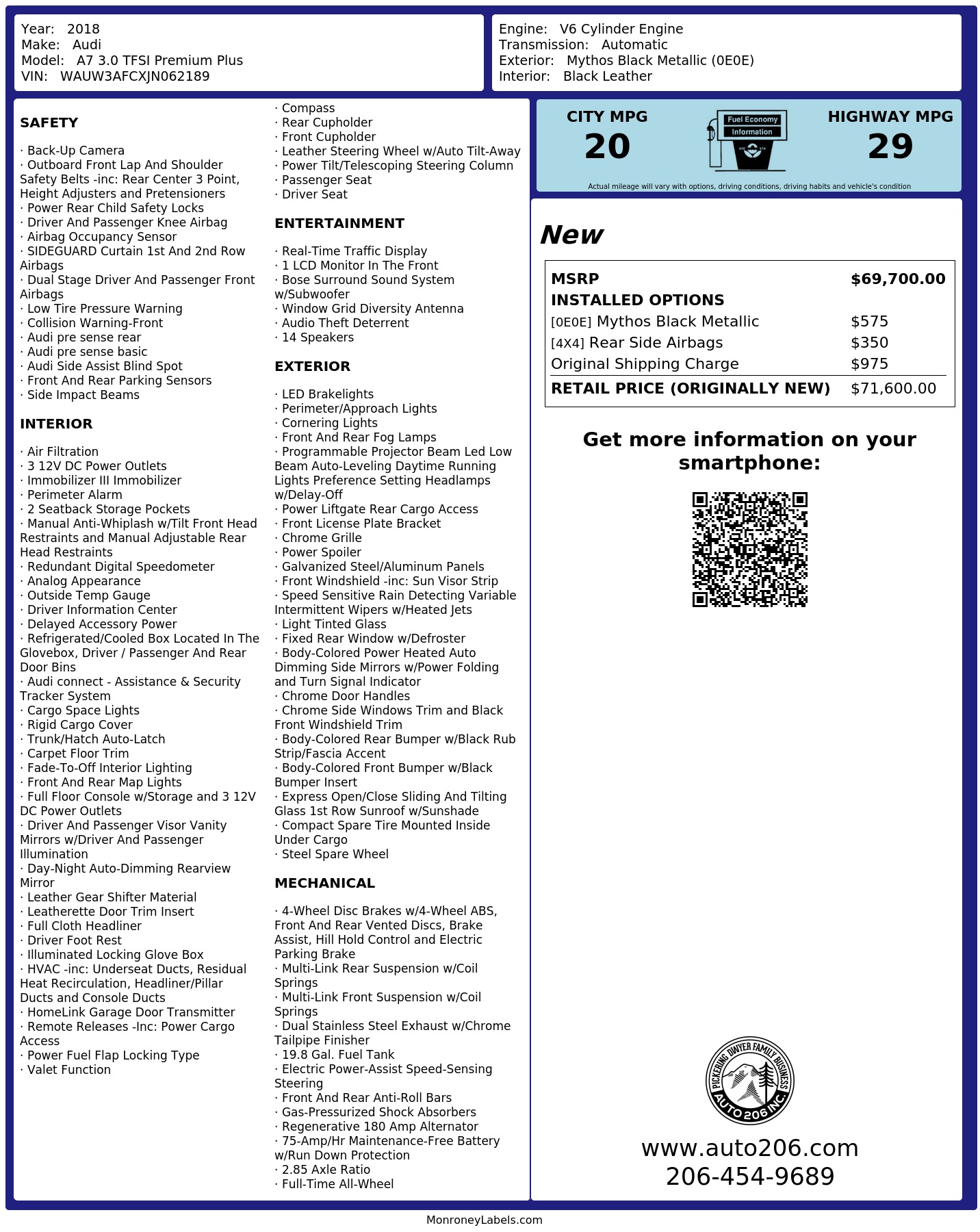Monroney Label