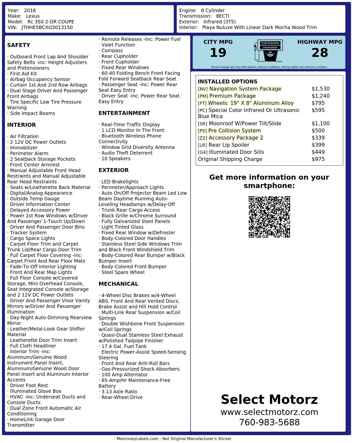 Monroney Label