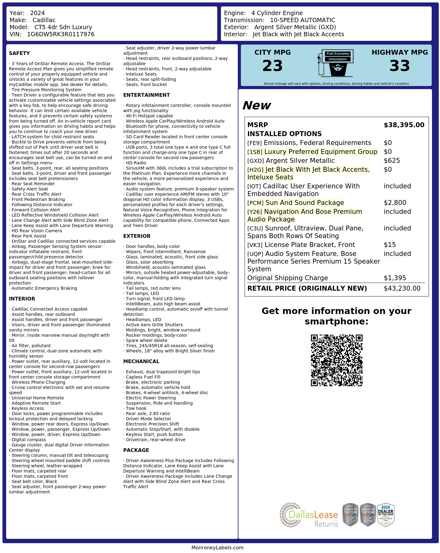 Monroney Label