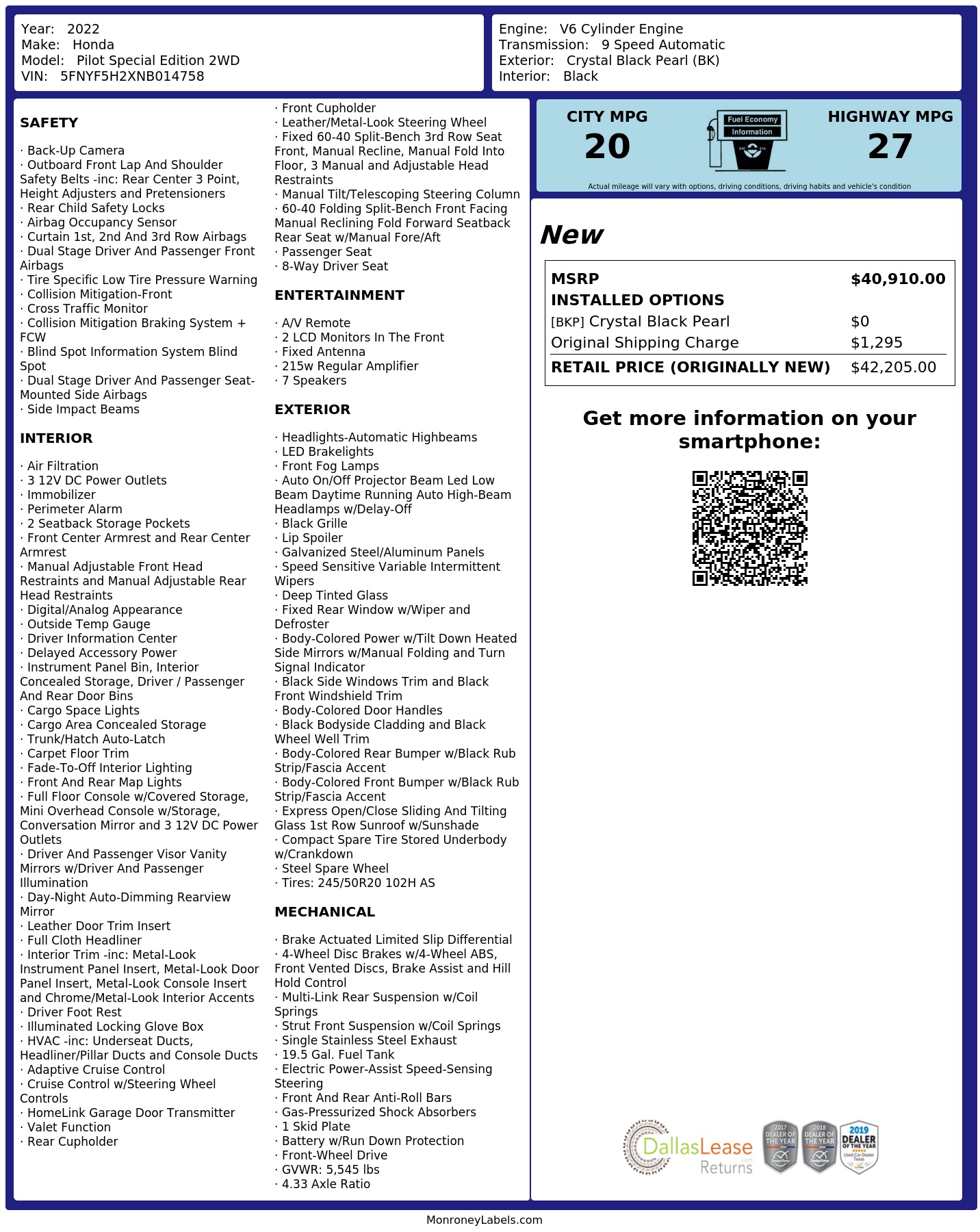 Monroney Label