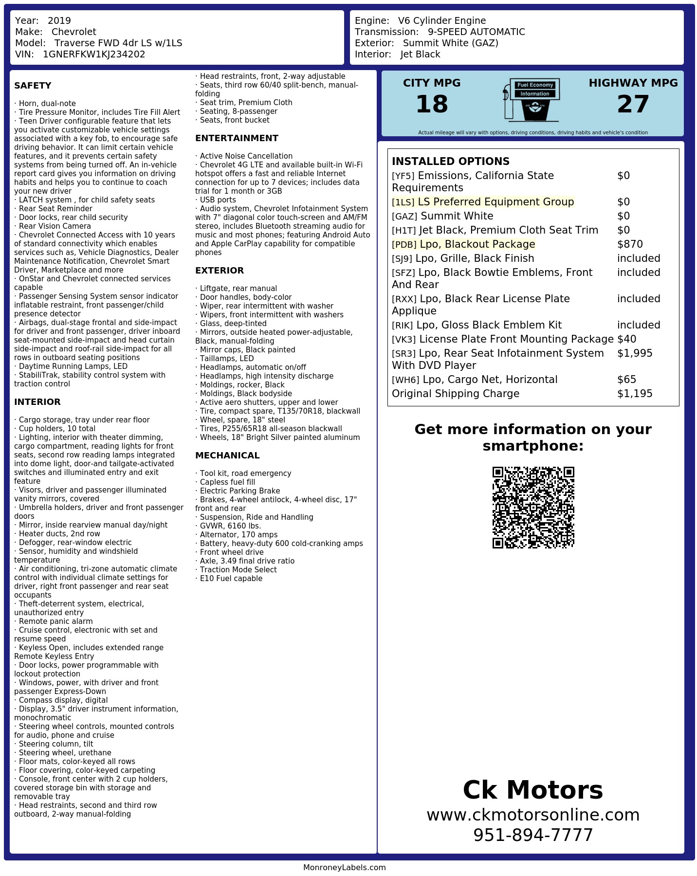 Monroney Label