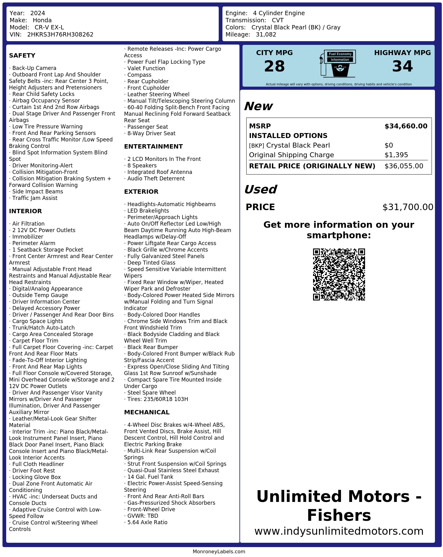 Monroney Label
