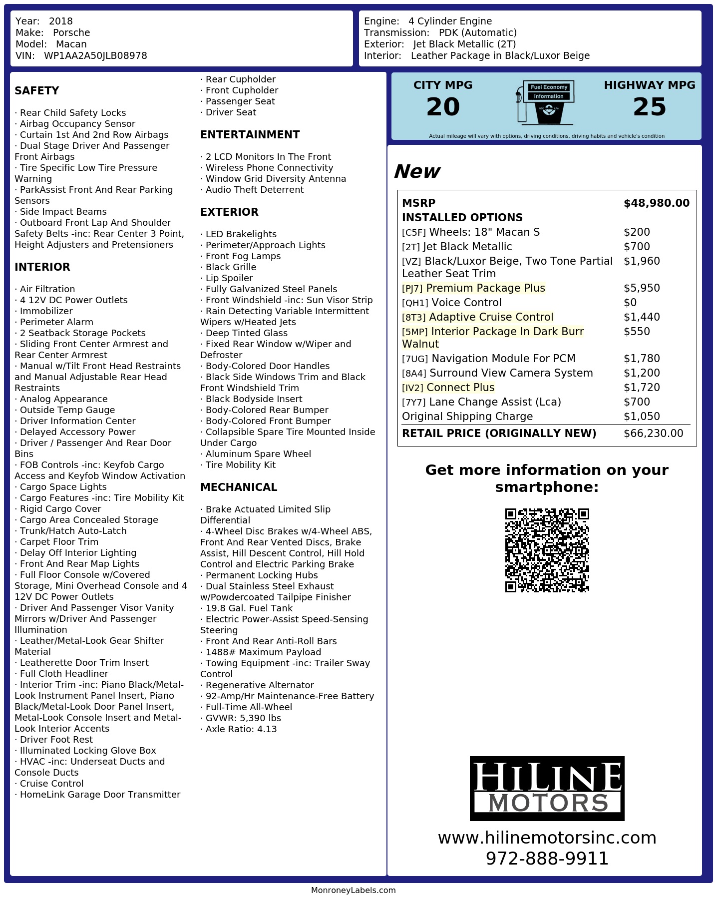 Monroney Label