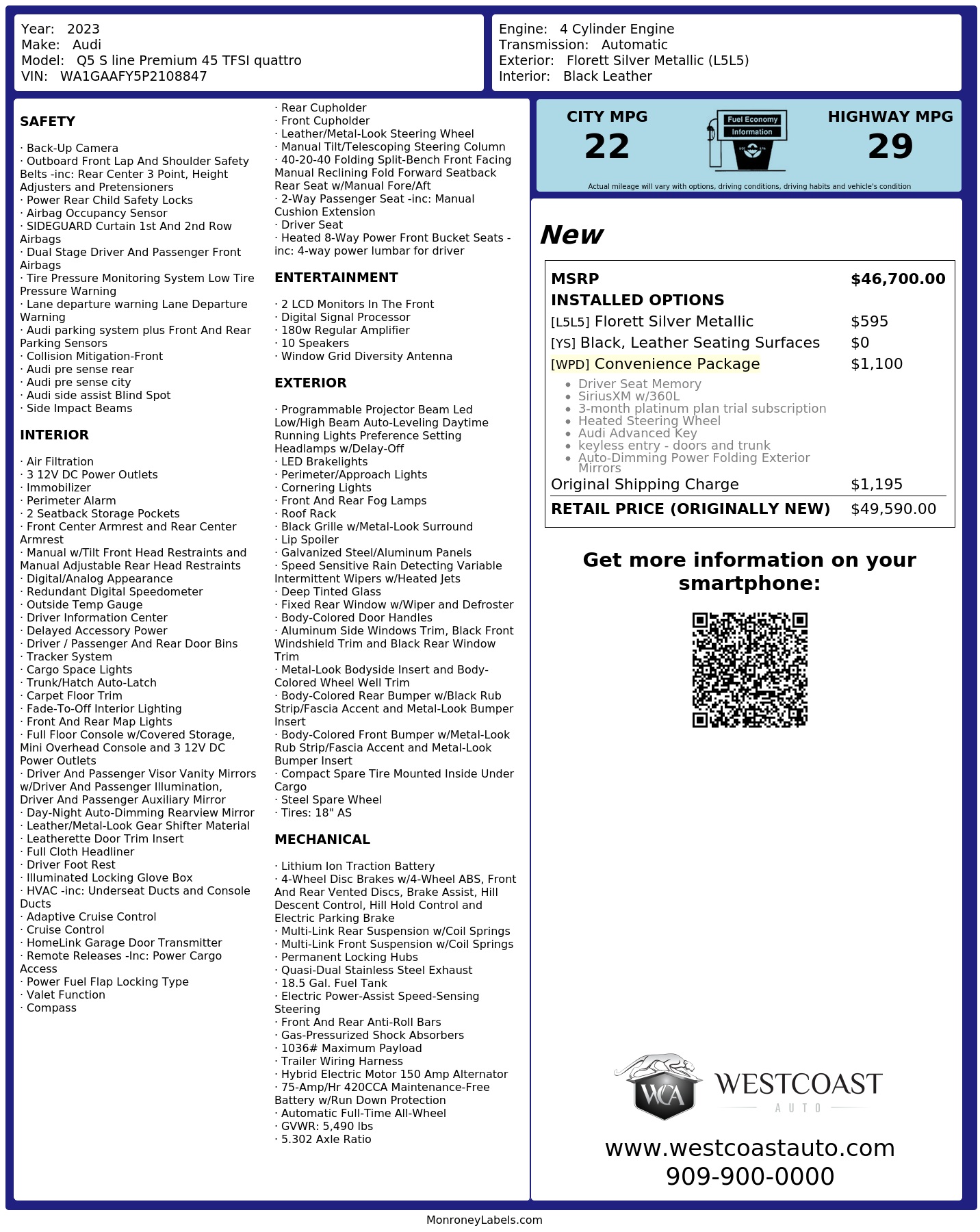 Monroney Label