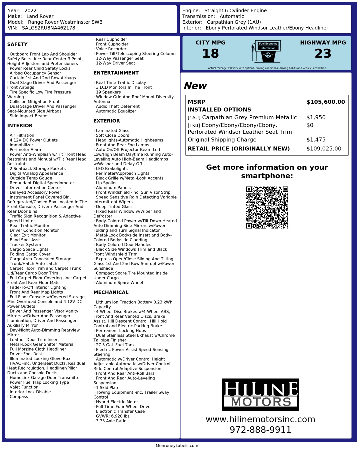 Monroney Label