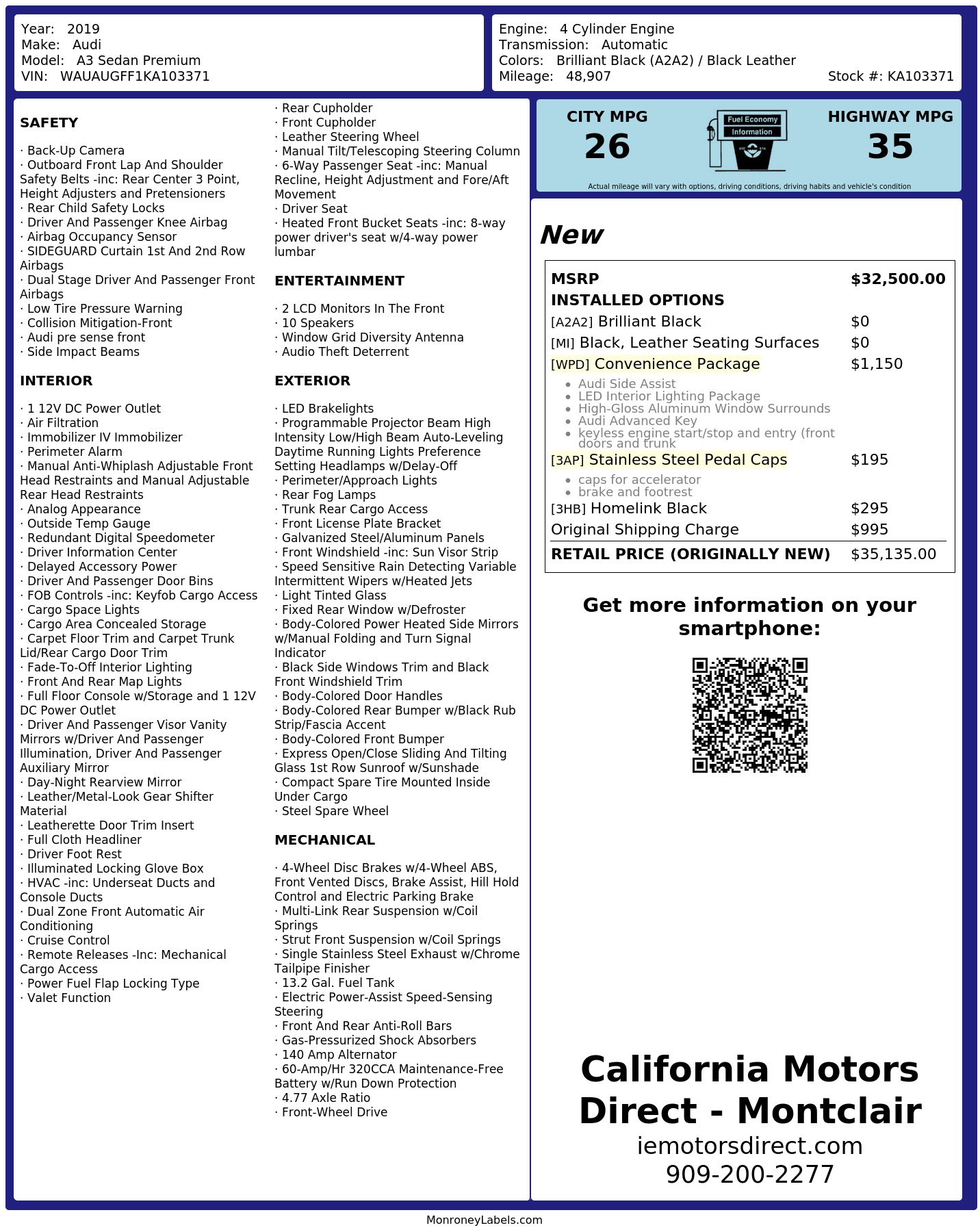 Monroney Label