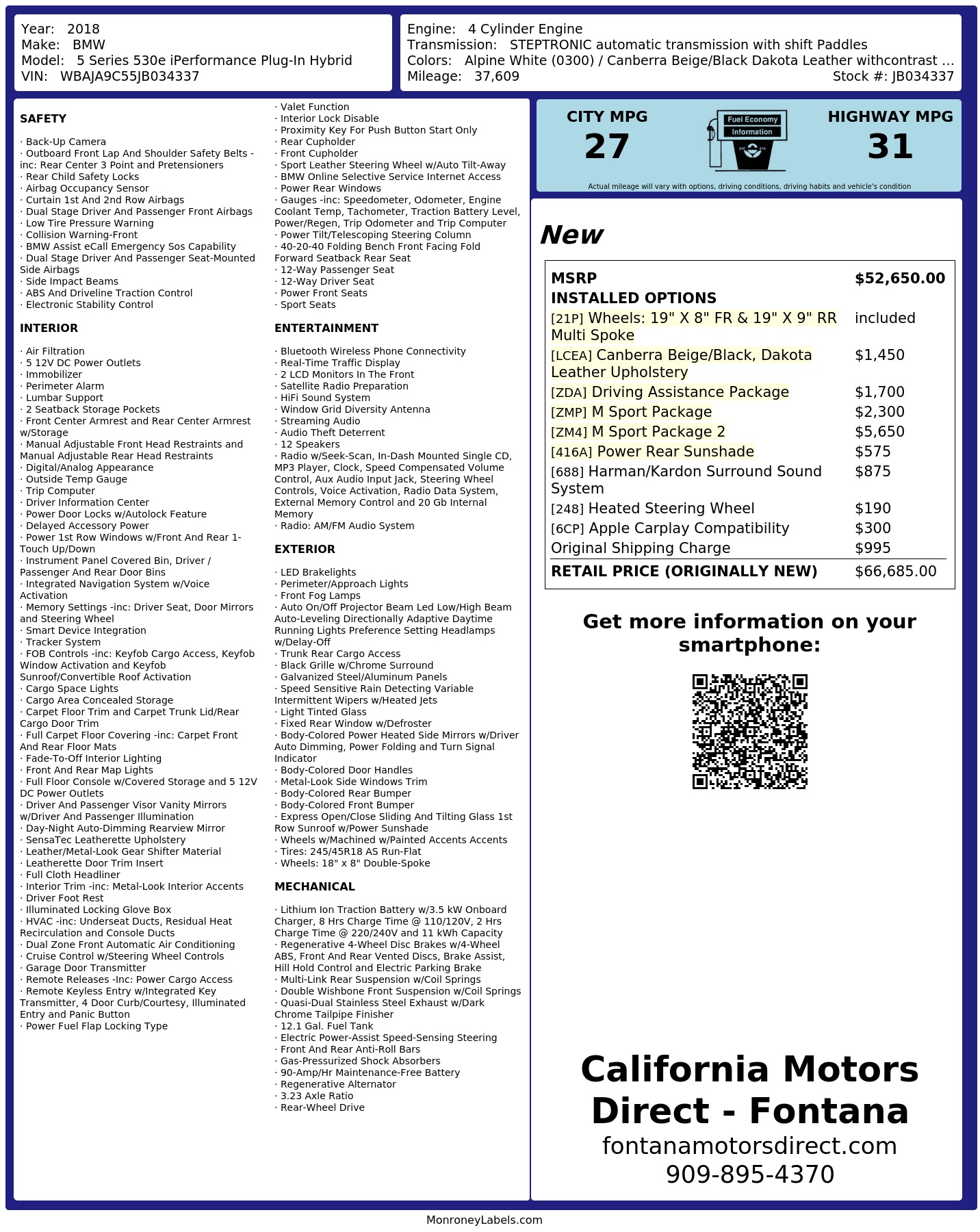 Monroney Label