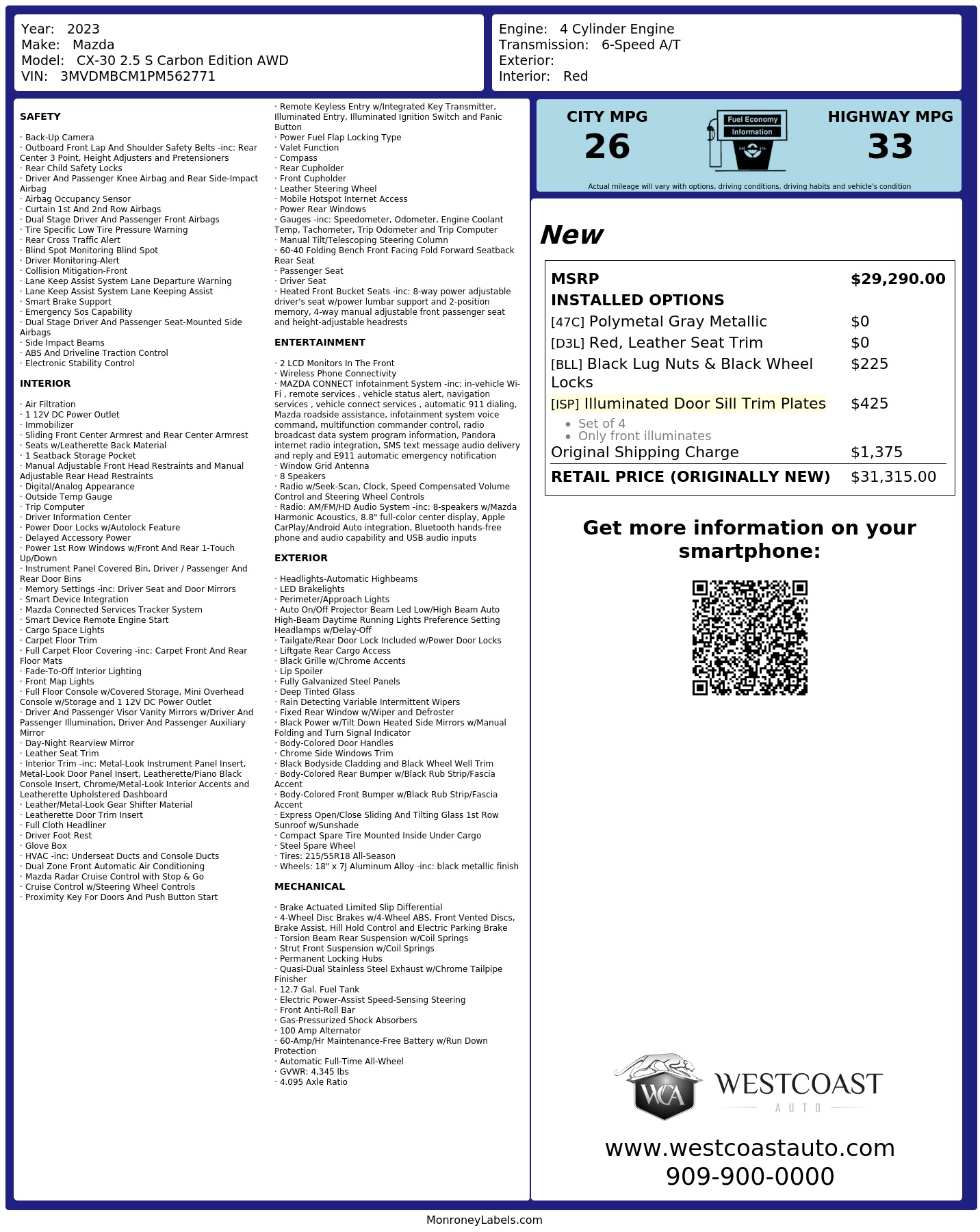 Monroney Label