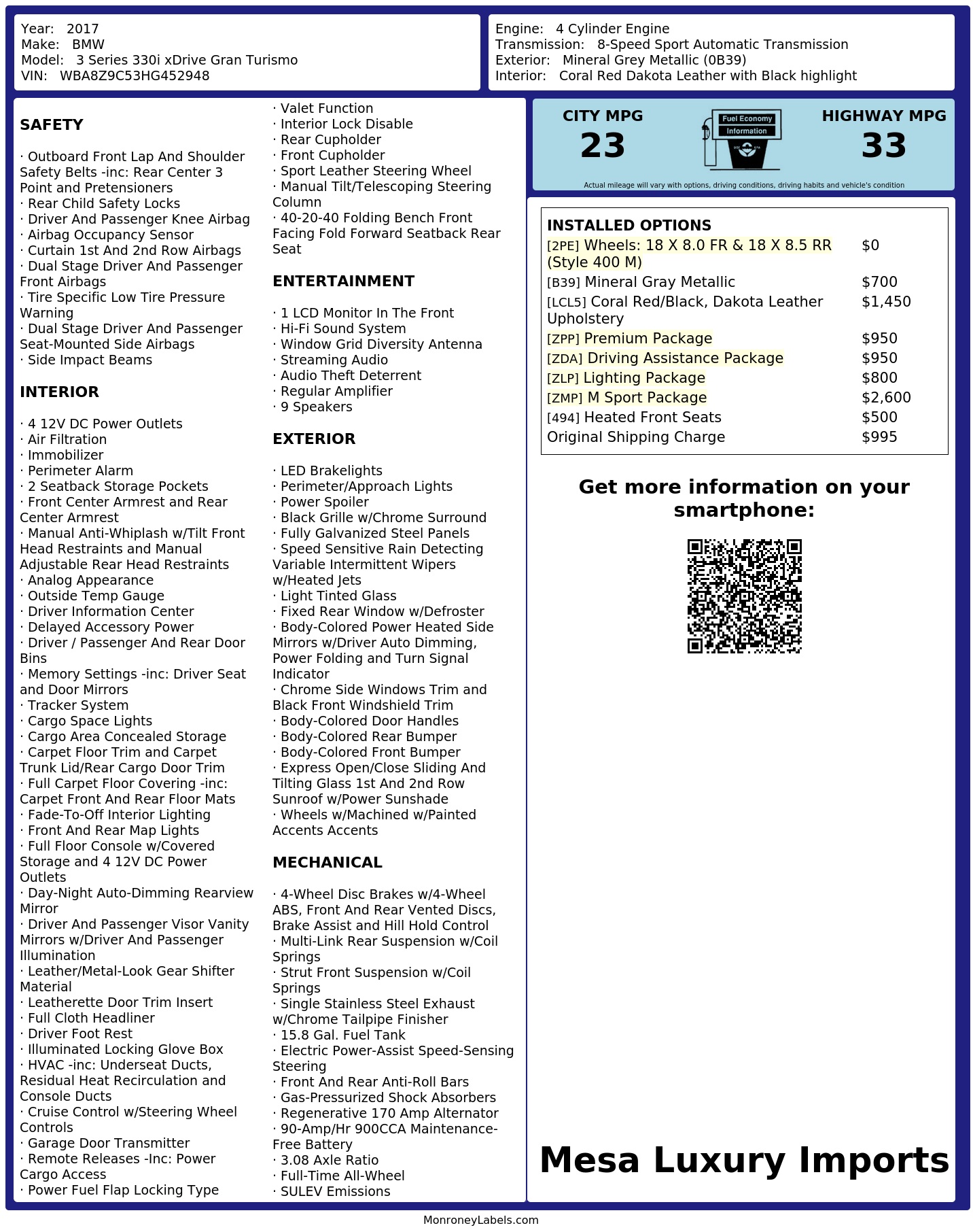 Monroney Label