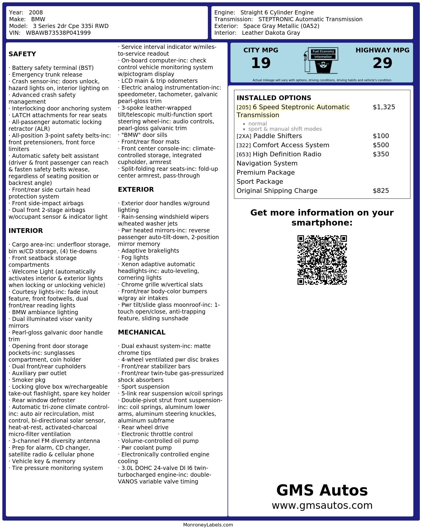 Monroney Label