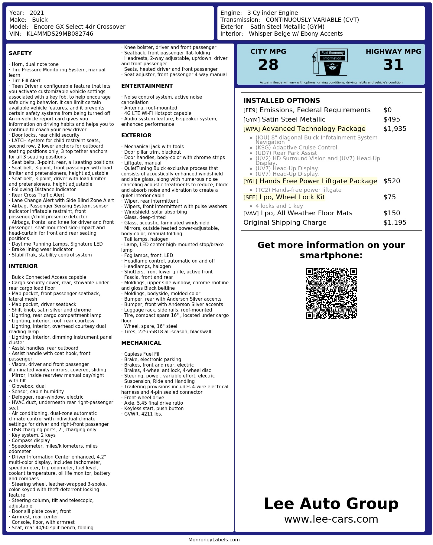 Monroney Label