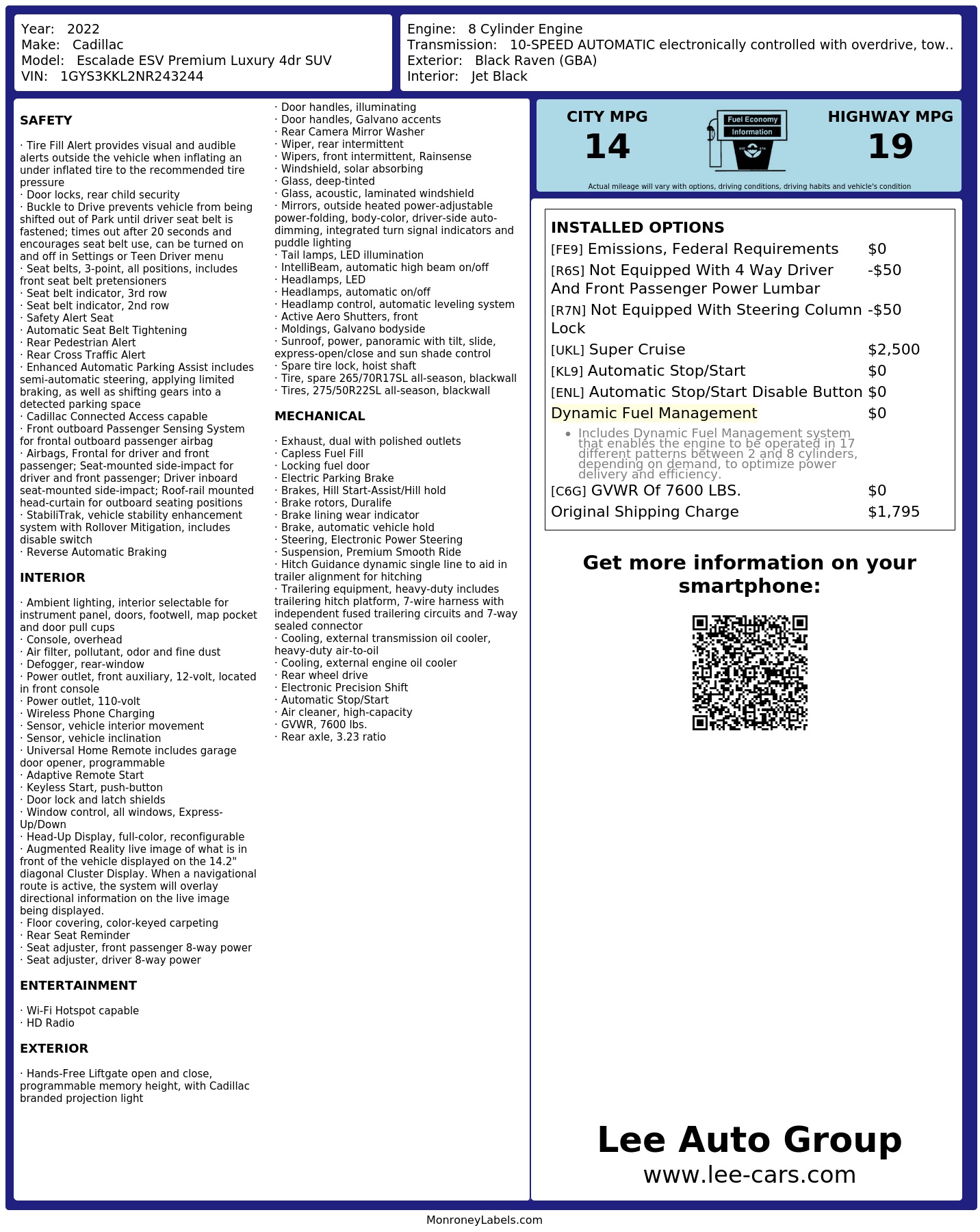 Monroney Label
