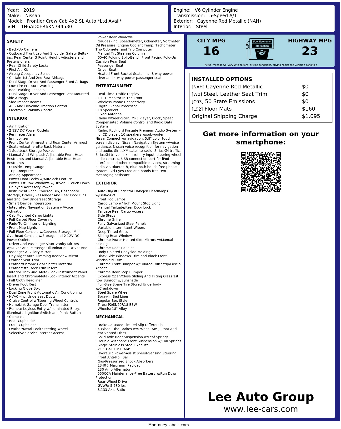 Monroney Label