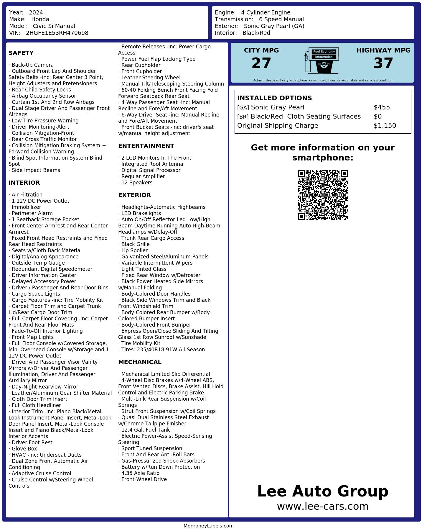 Monroney Label
