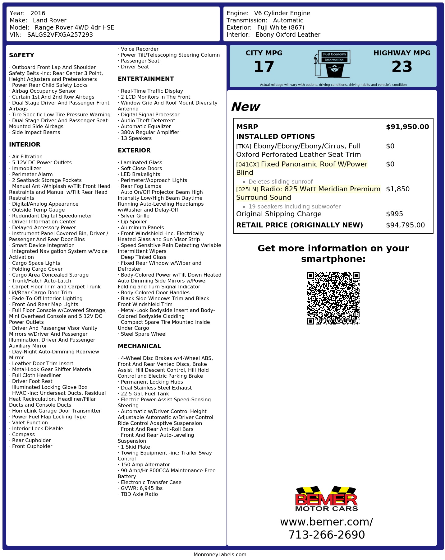 Monroney Label