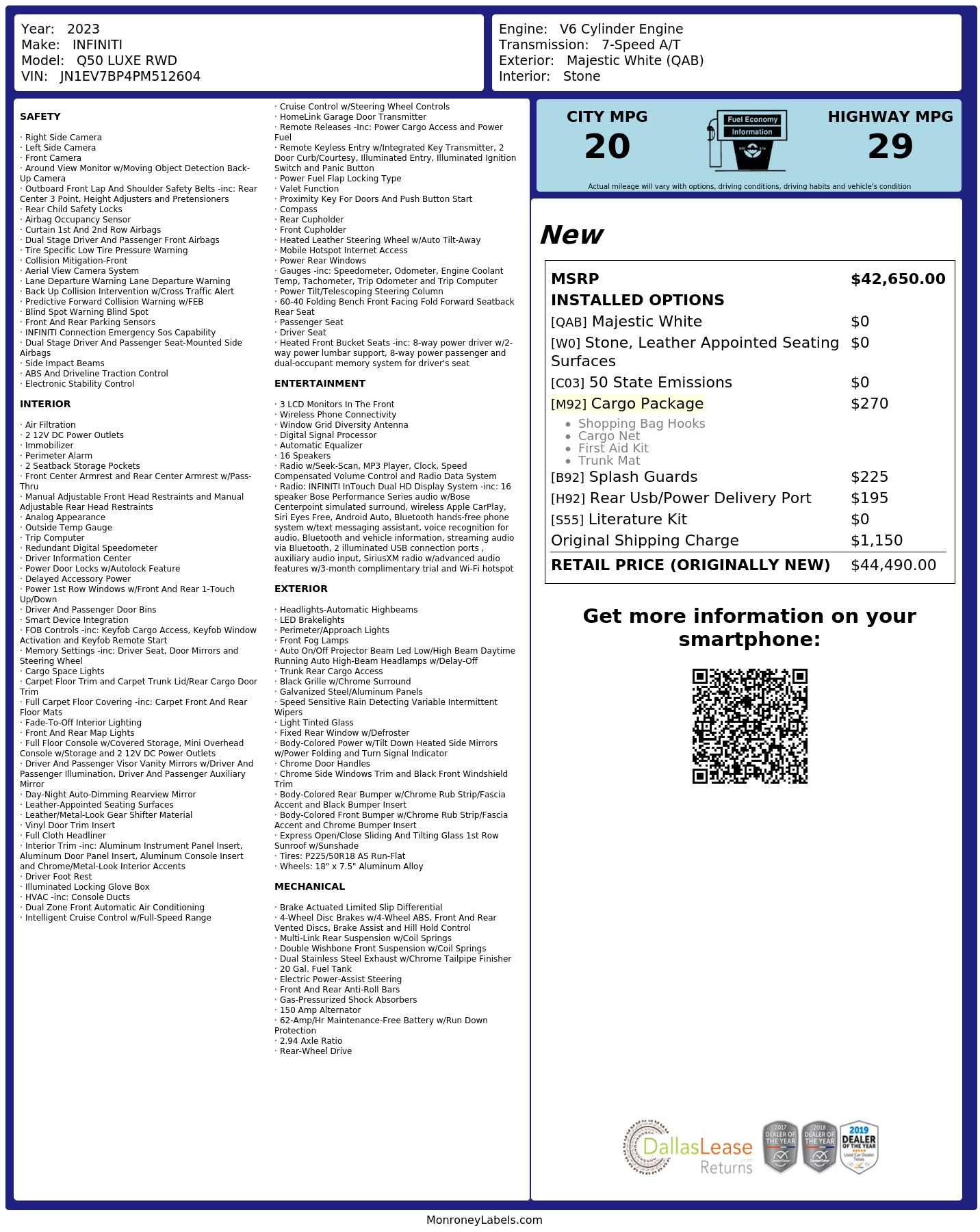 Monroney Label