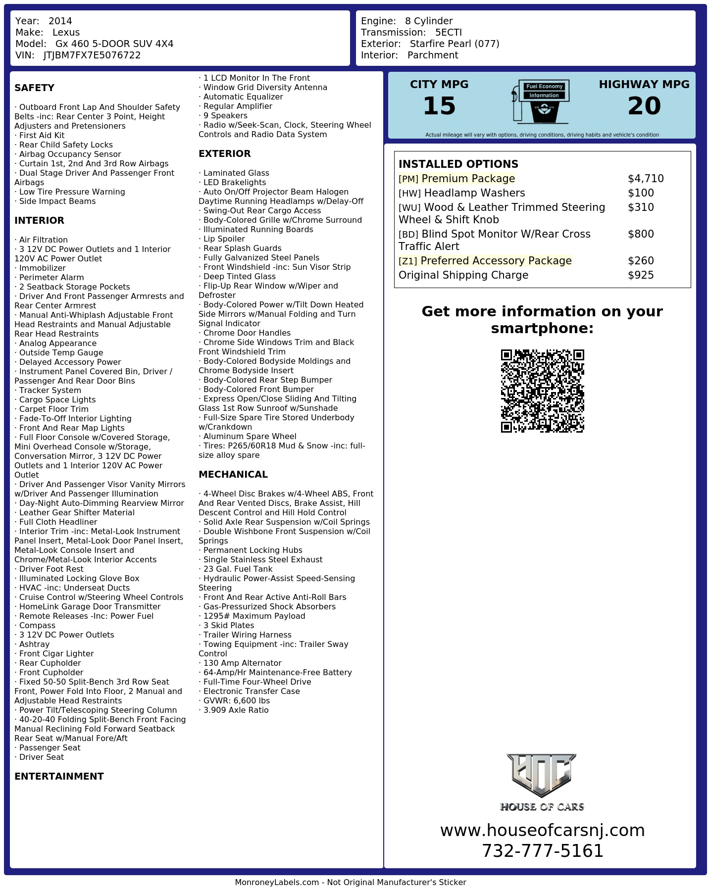 Monroney Label