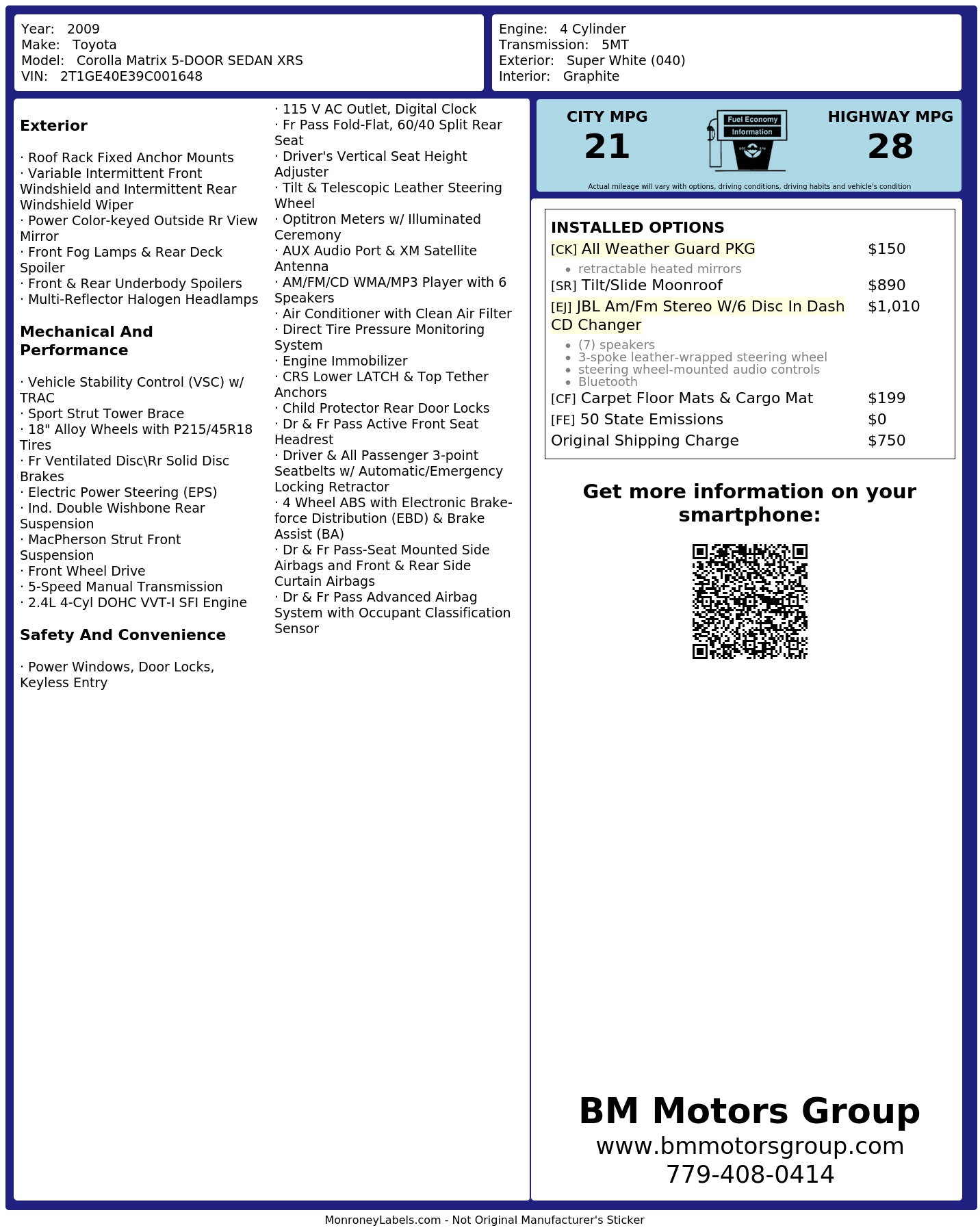 Monroney Label