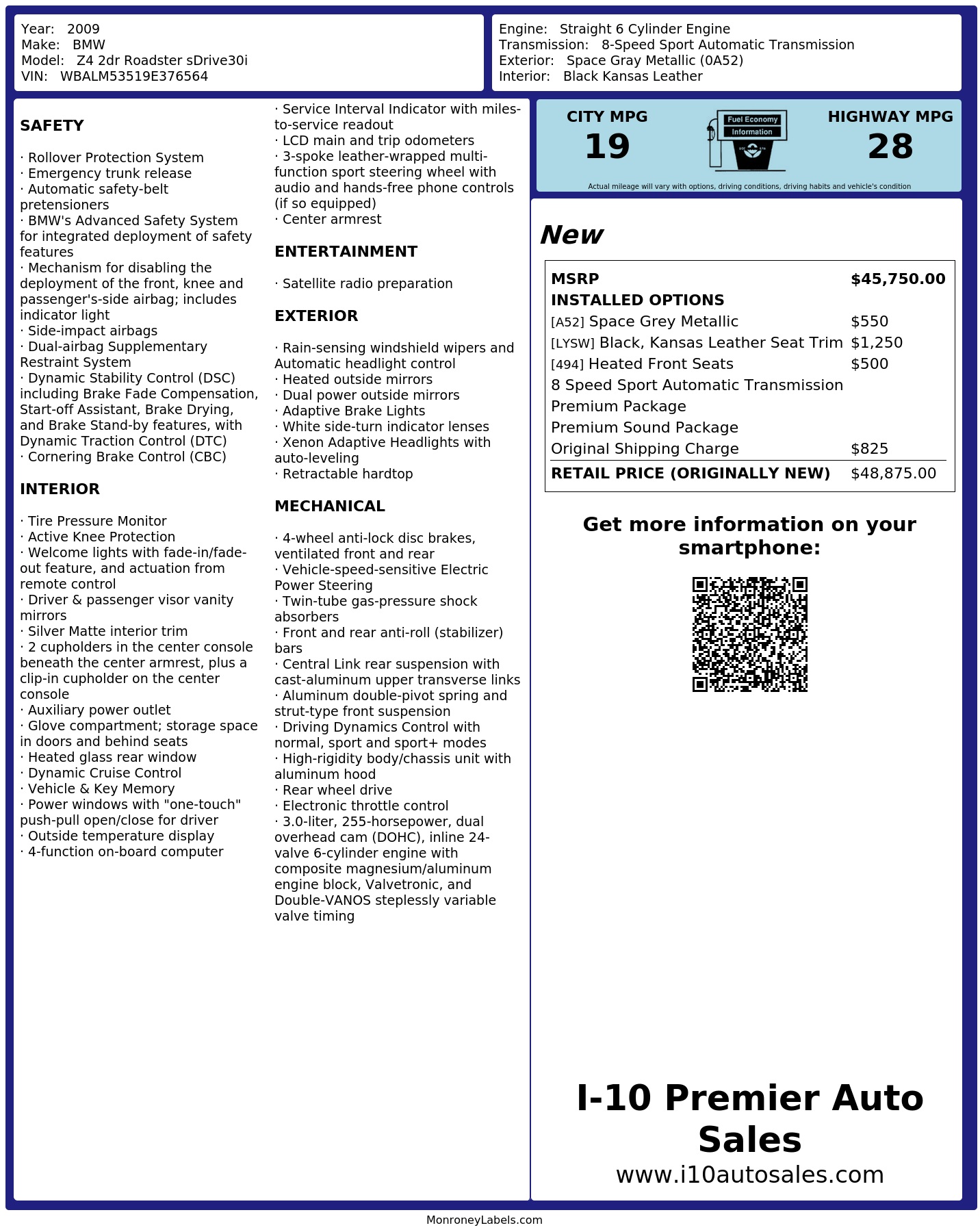 Monroney Label