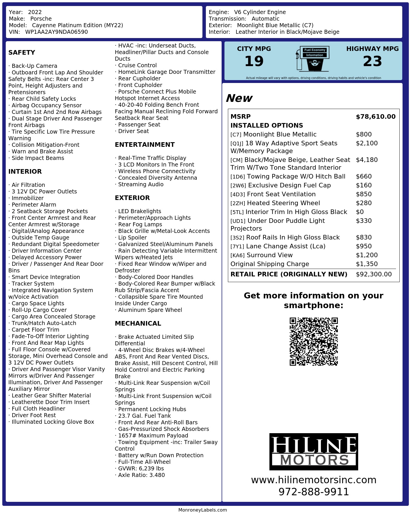 Monroney Label
