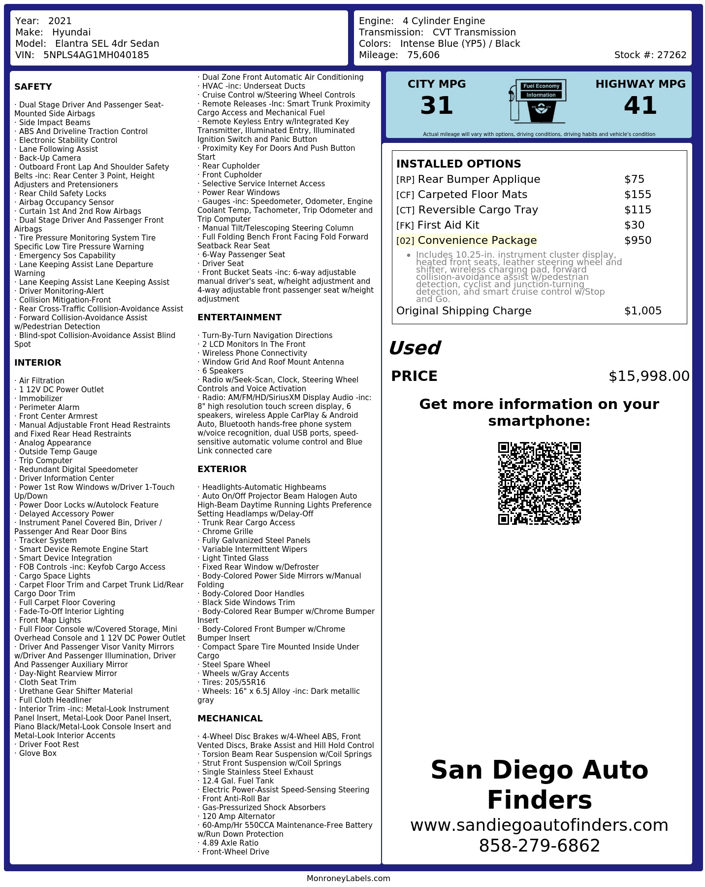 Monroney Label
