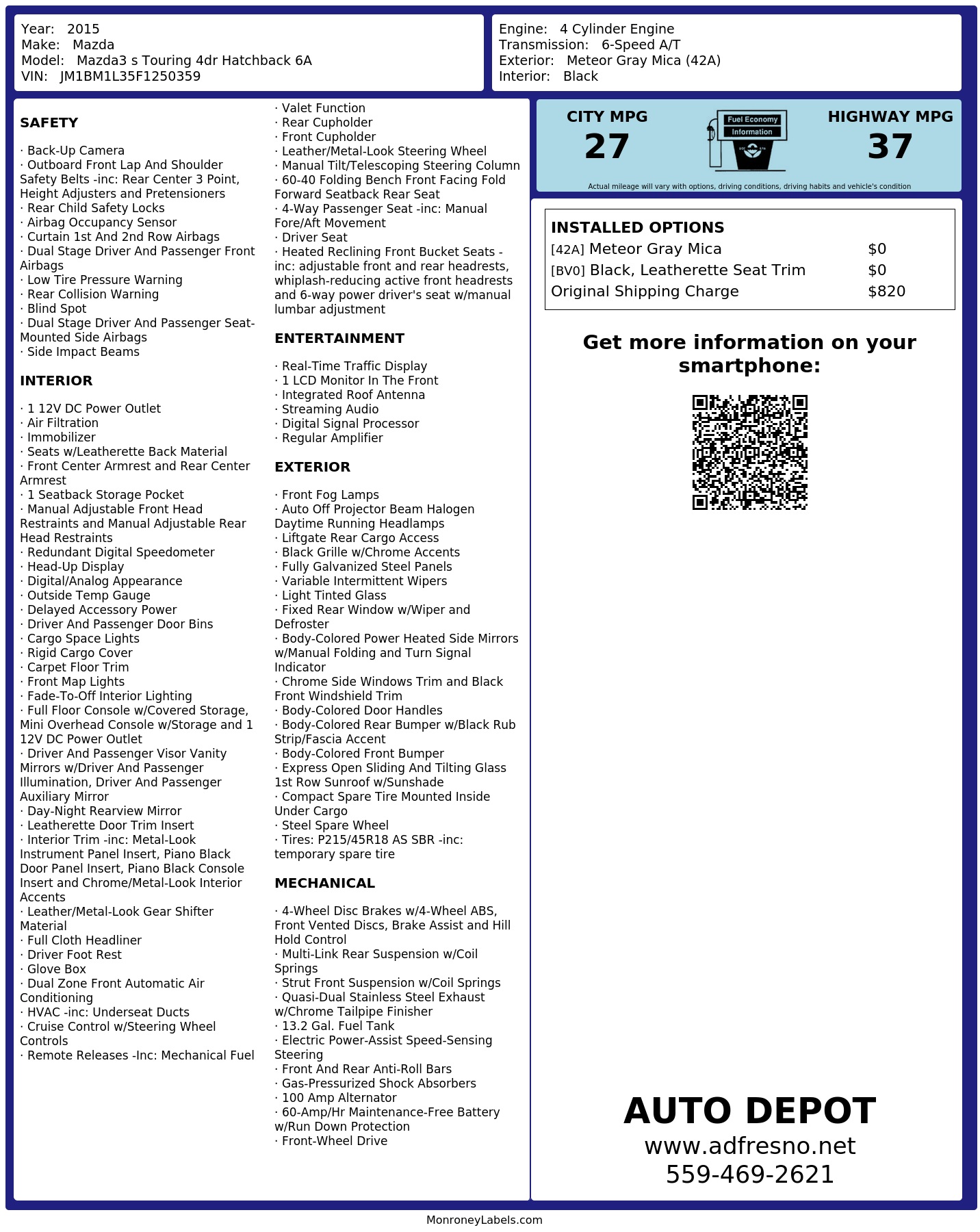 Monroney Label