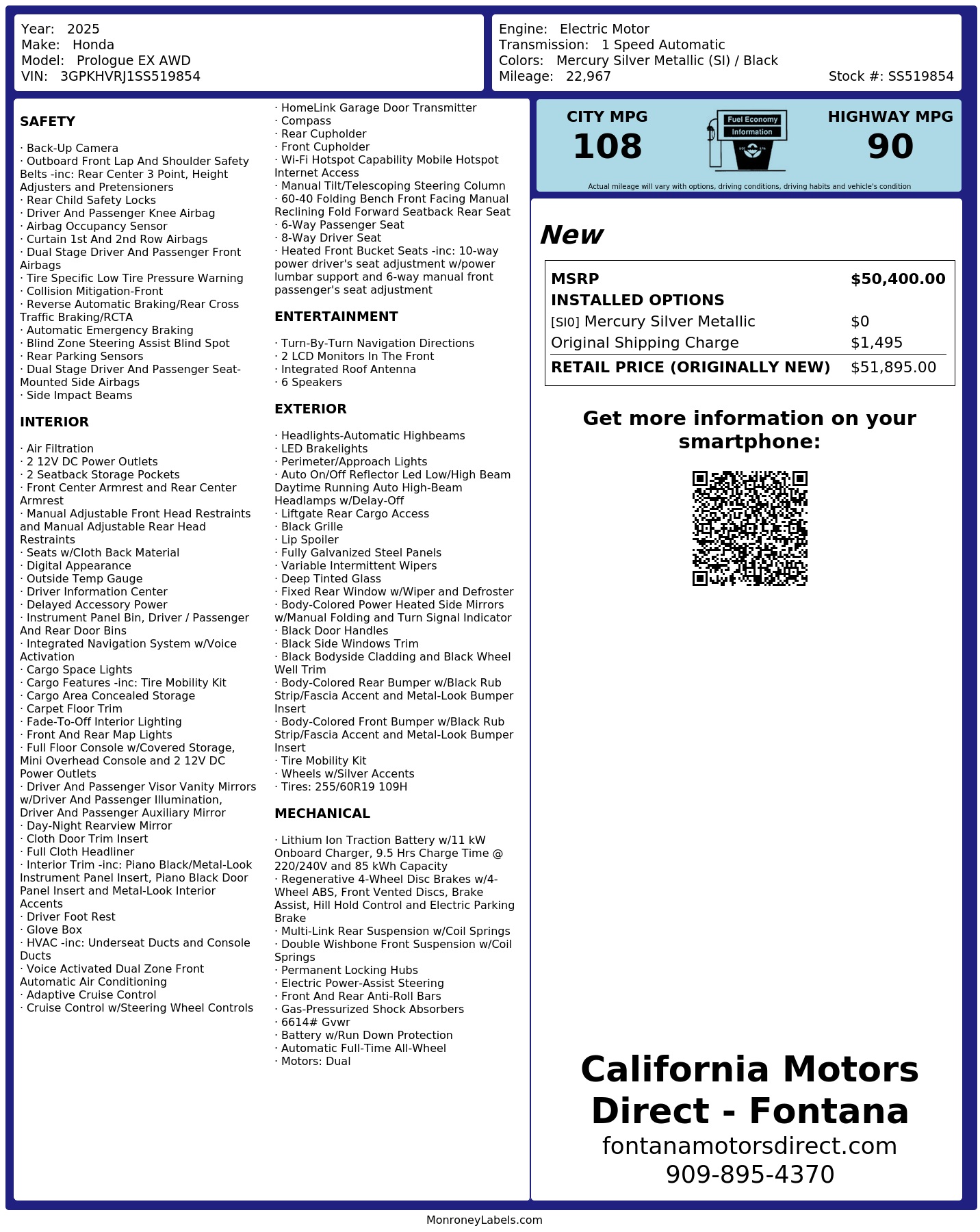 Monroney Label