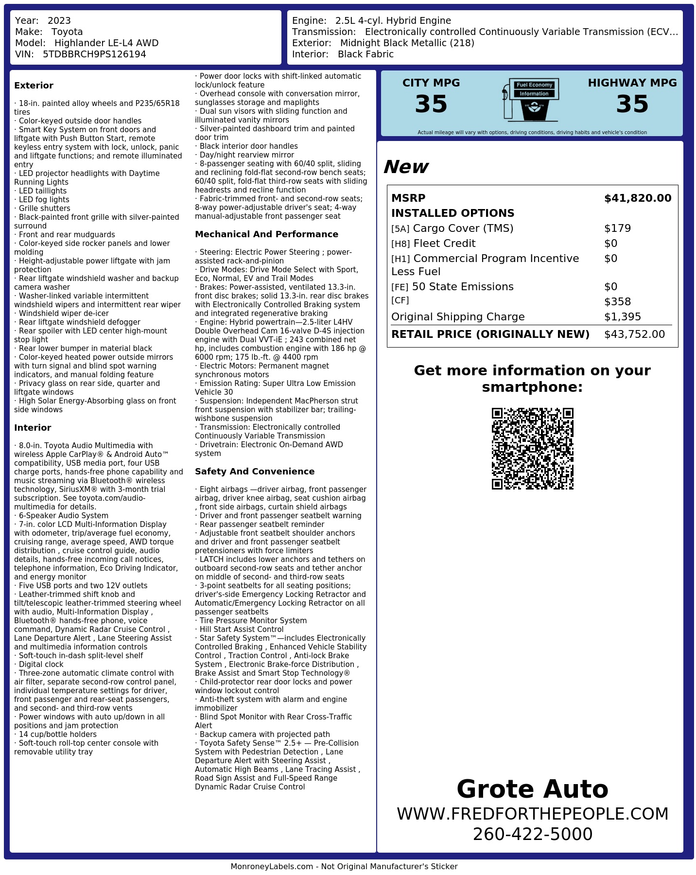 Monroney Label