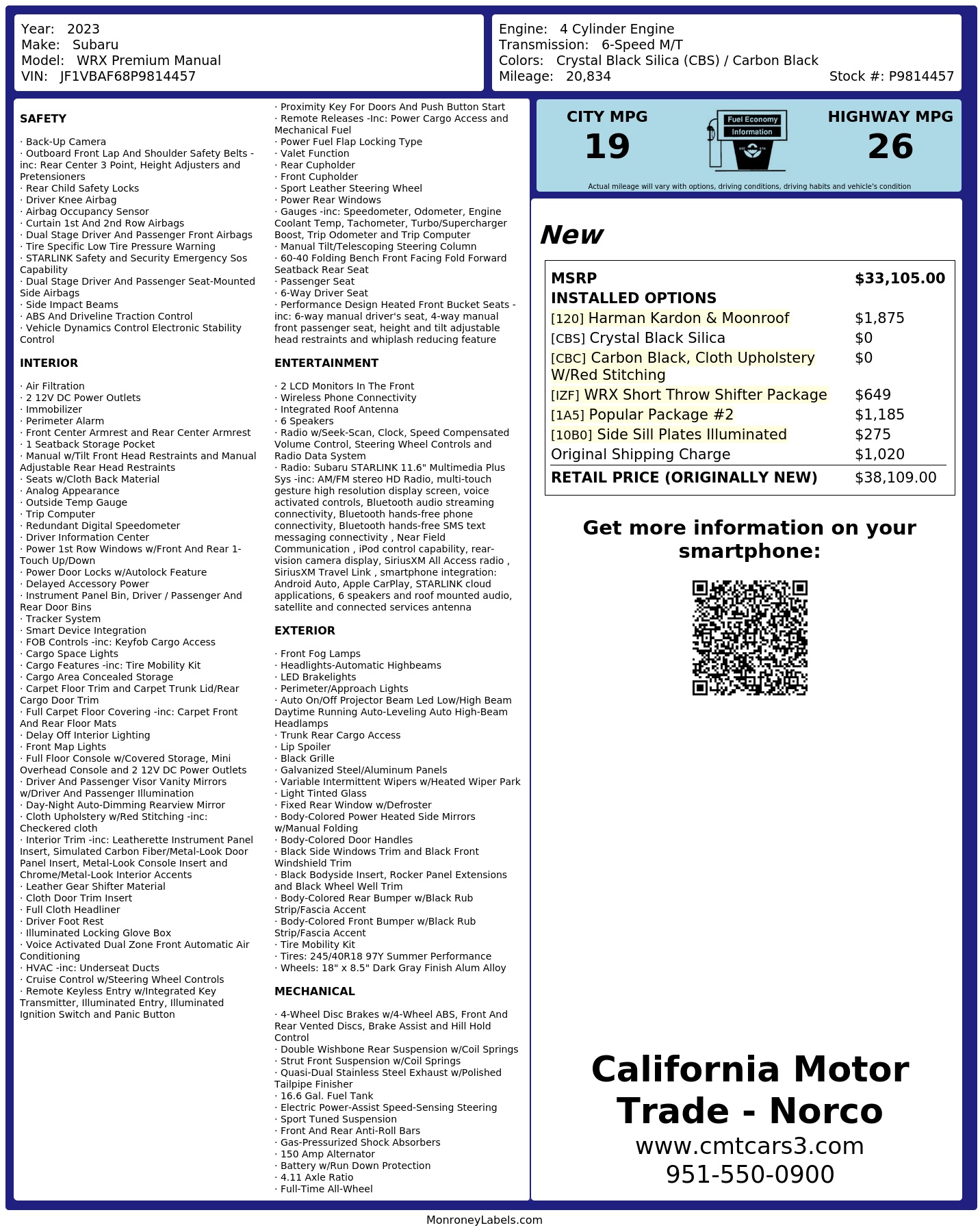 Monroney Label