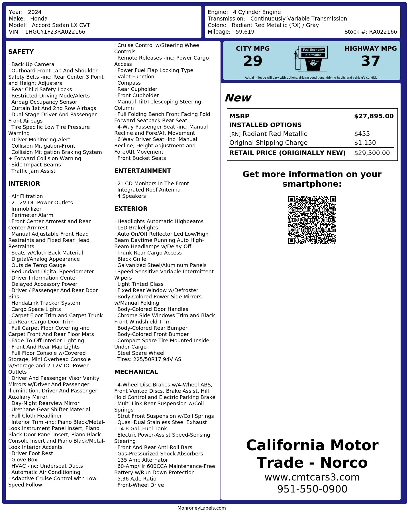 Monroney Label